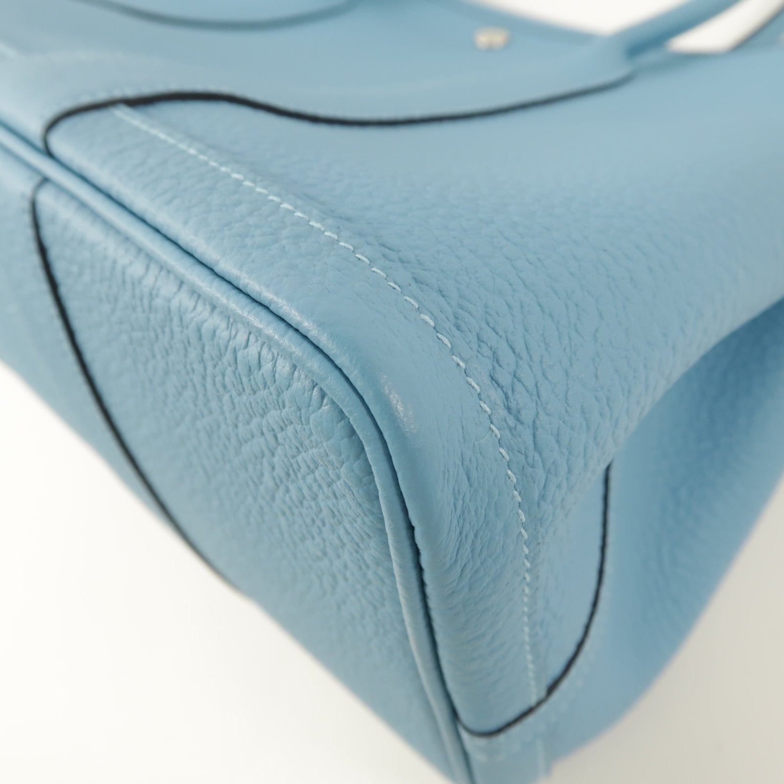 HERMES Country皮革Garden Party PM銀扣手挽袋P3 Bleu Du Nord