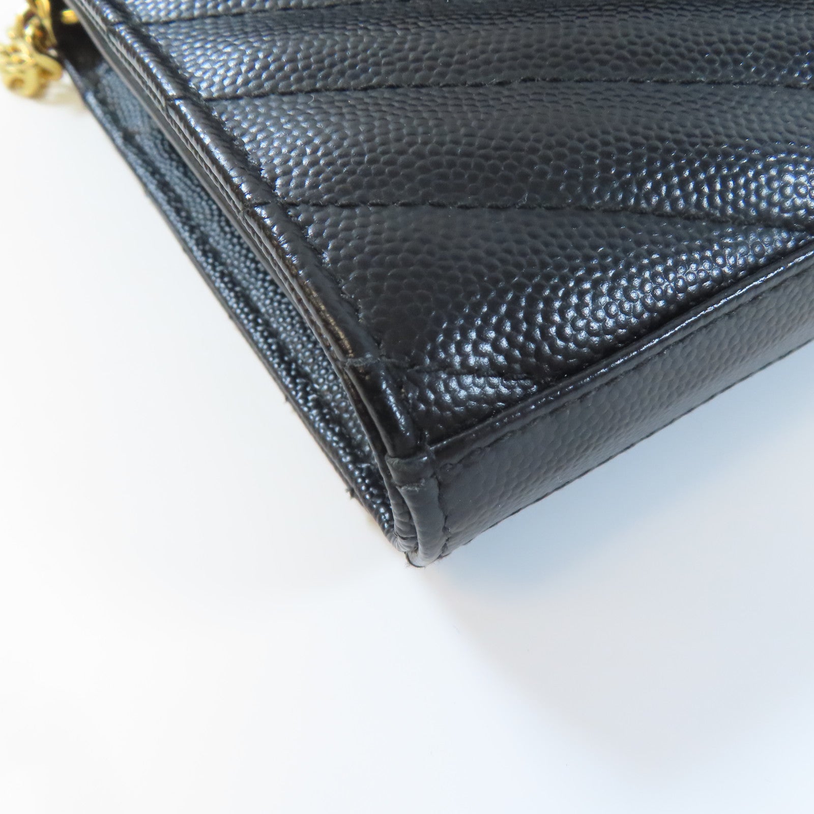 SAINT LAURENT 牛皮皮革Chain Shoulder Bag金扣鏈帶肩背袋黑色
