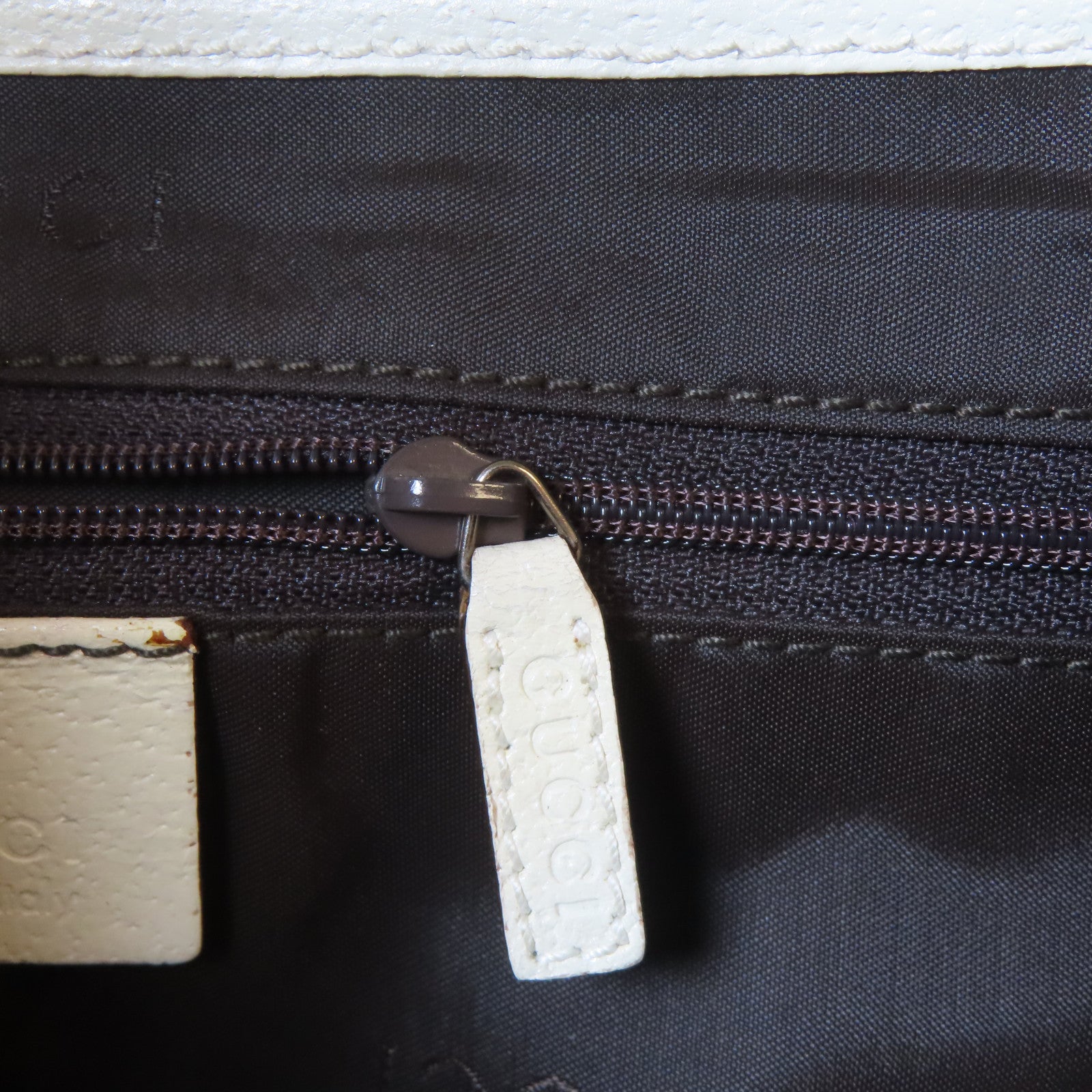 GUCCI 【激減優惠】帆布/皮革Jackie Handbag銀扣手挽袋啡色/白色