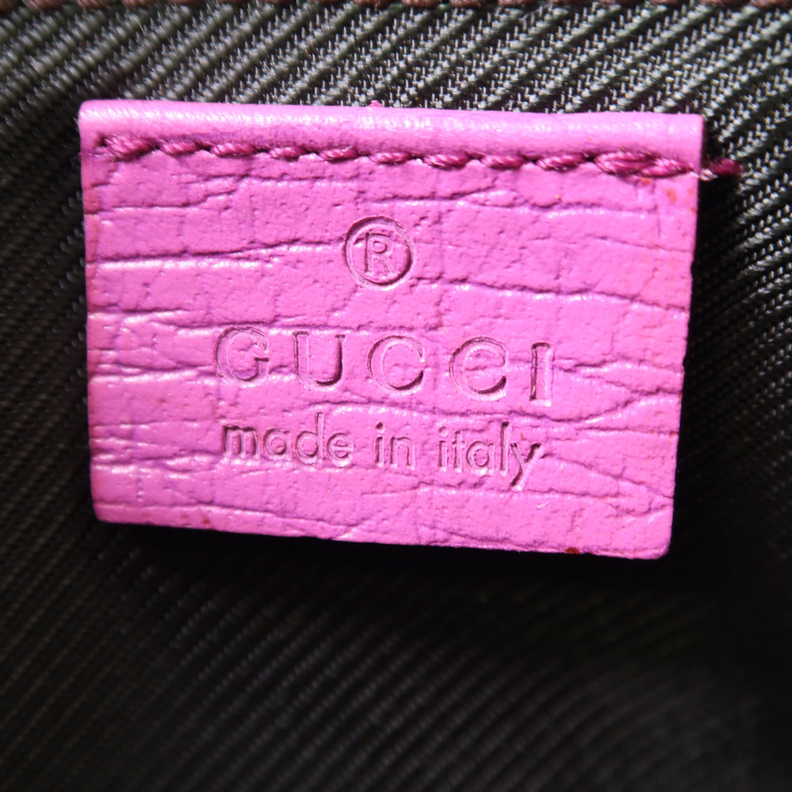 GUCCI 帆布Pouch銀扣手挽袋啡色/紫色