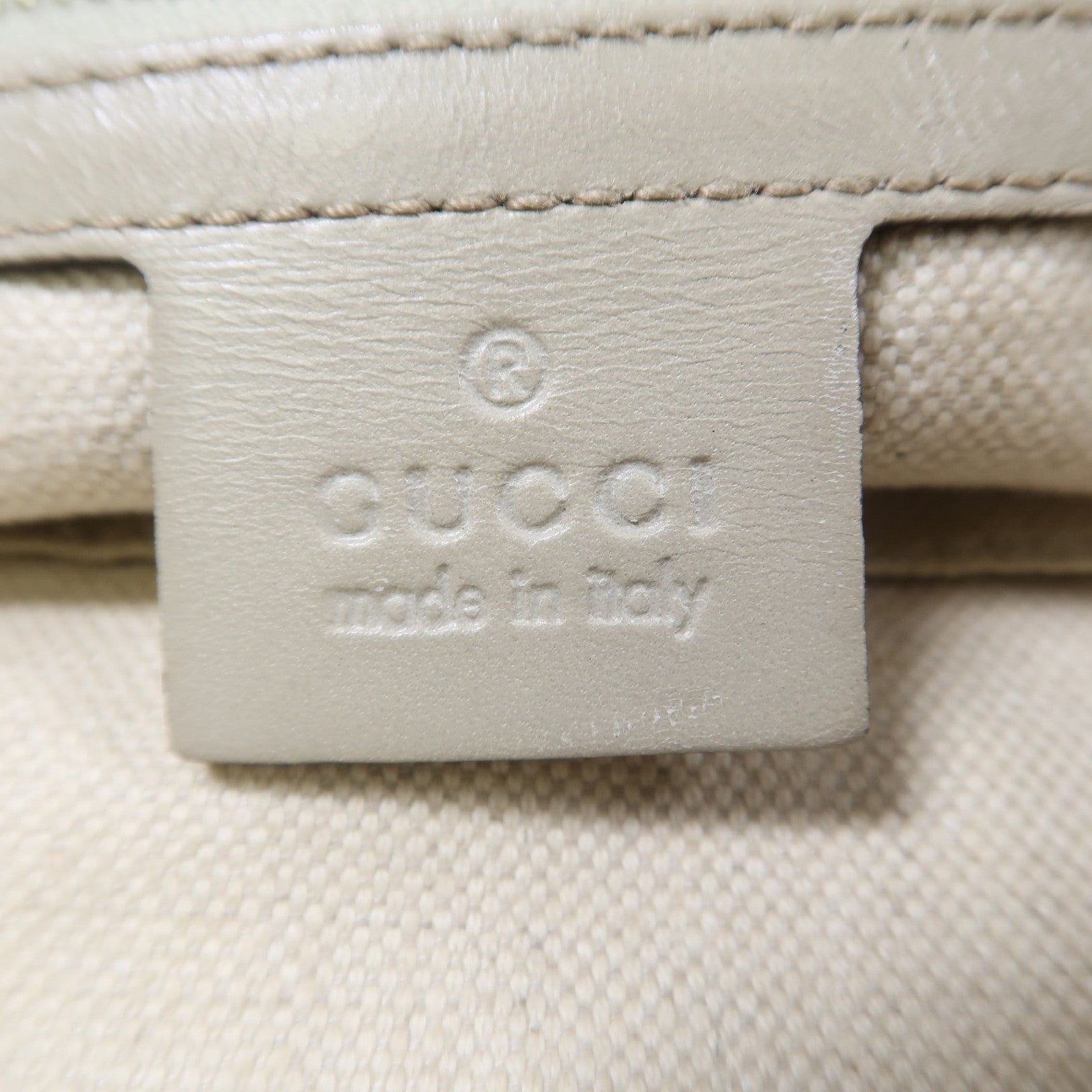 GUCCI 帆布/皮革Mayfair Tote Bag金扣手挽肩背兩用袋米色/啡色