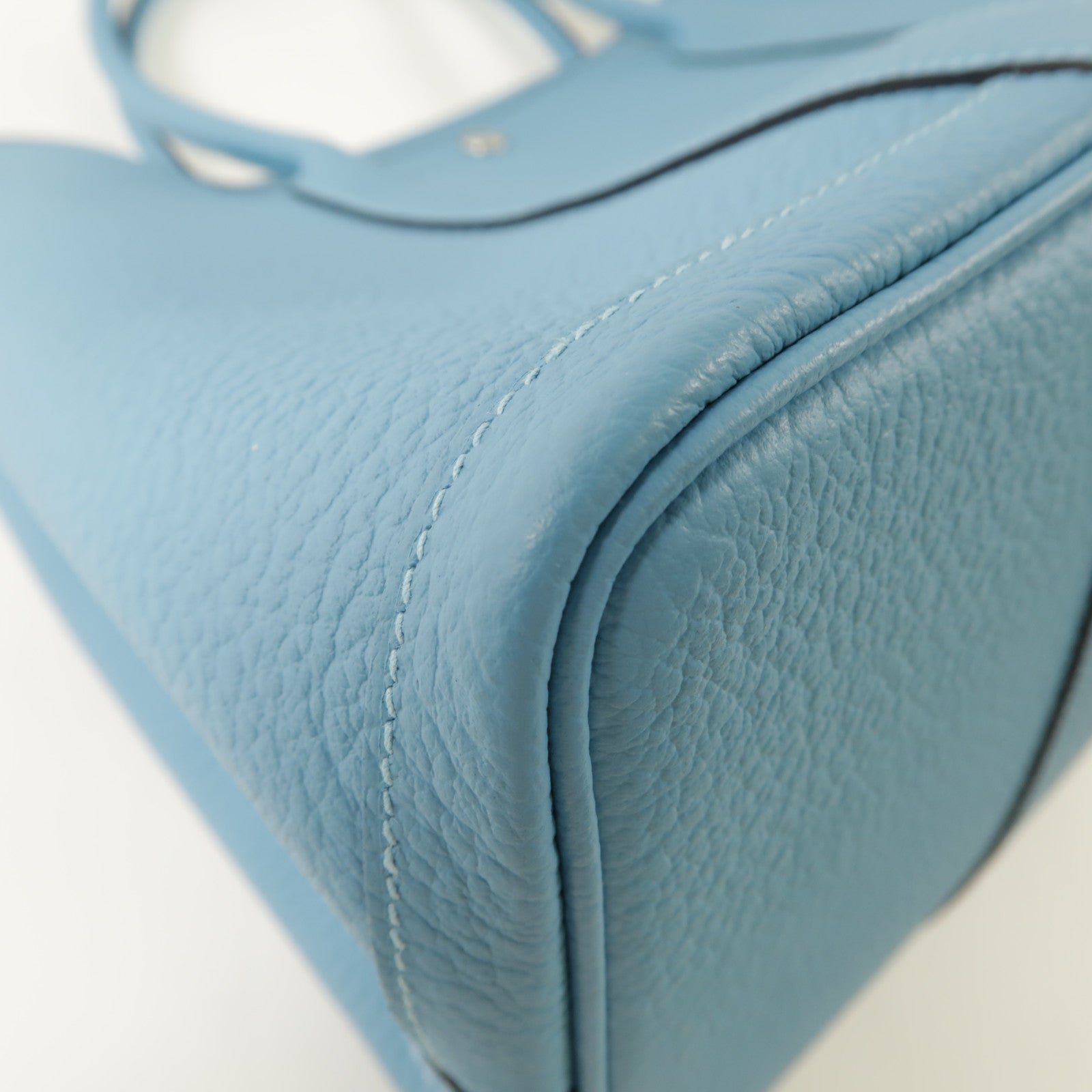 HERMES Country皮革Garden Party PM銀扣手挽袋P3 Bleu Du Nord