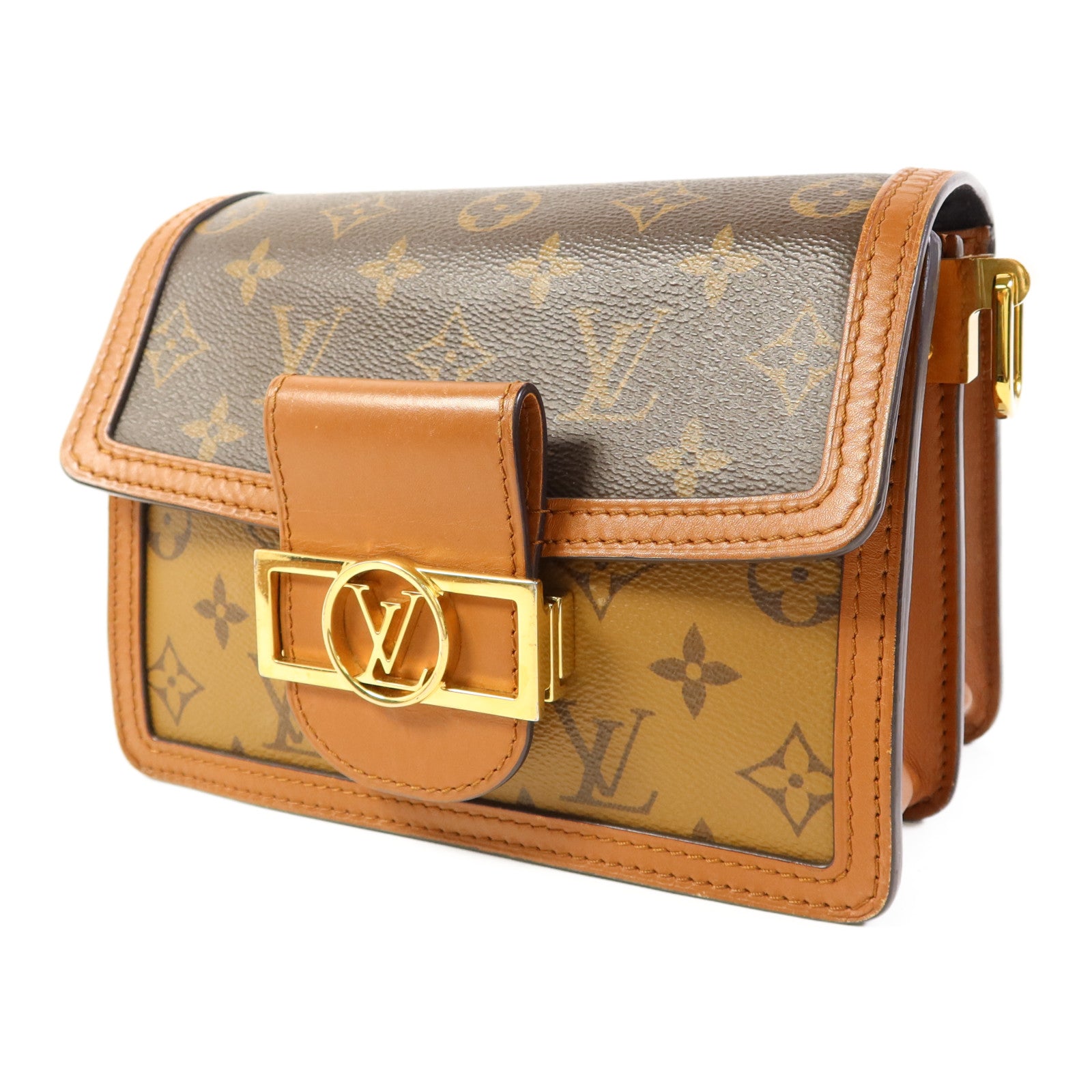 LOUIS VUITTON Monogram Reverse Mini Dauphine金扣肩背袋