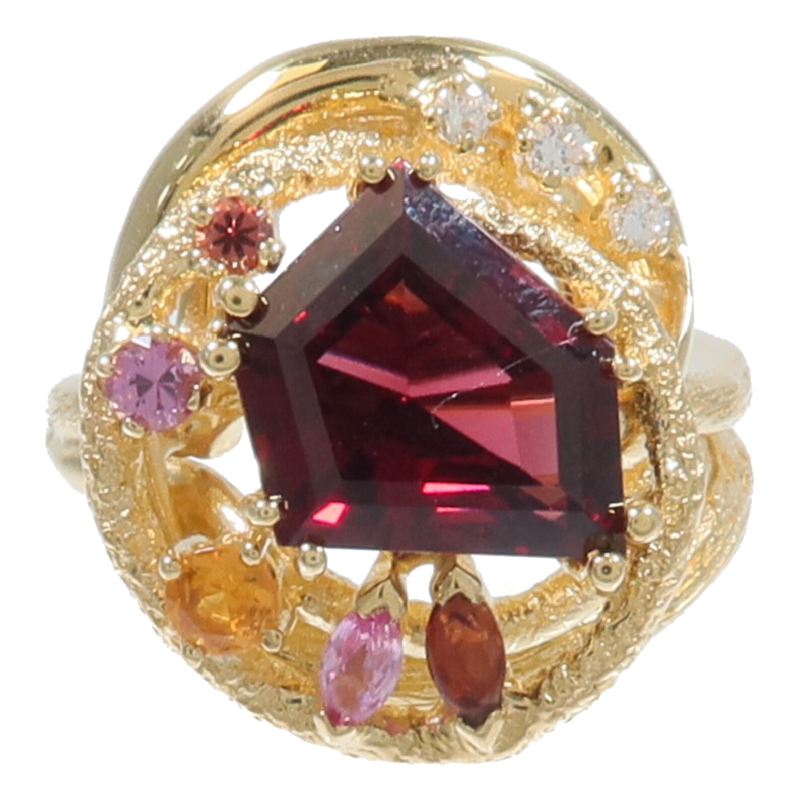 JEWELRY 18K黃金Rhodolite Garnet Diamond Ring紅榴石/鑽石戒指