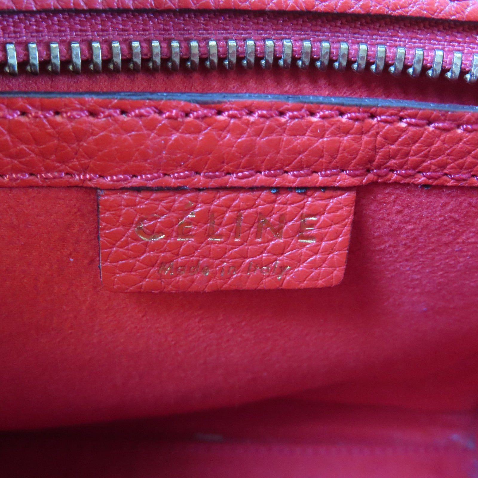 CELINE 牛皮皮革Luggage金扣手挽肩背兩用袋紅色