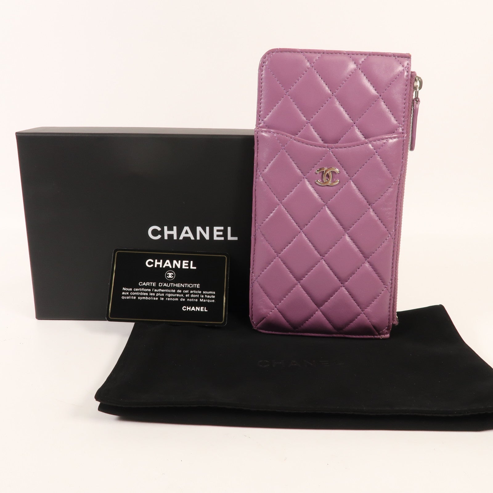 CHANEL 羊皮皮革Clutch Bag銀扣手拿包