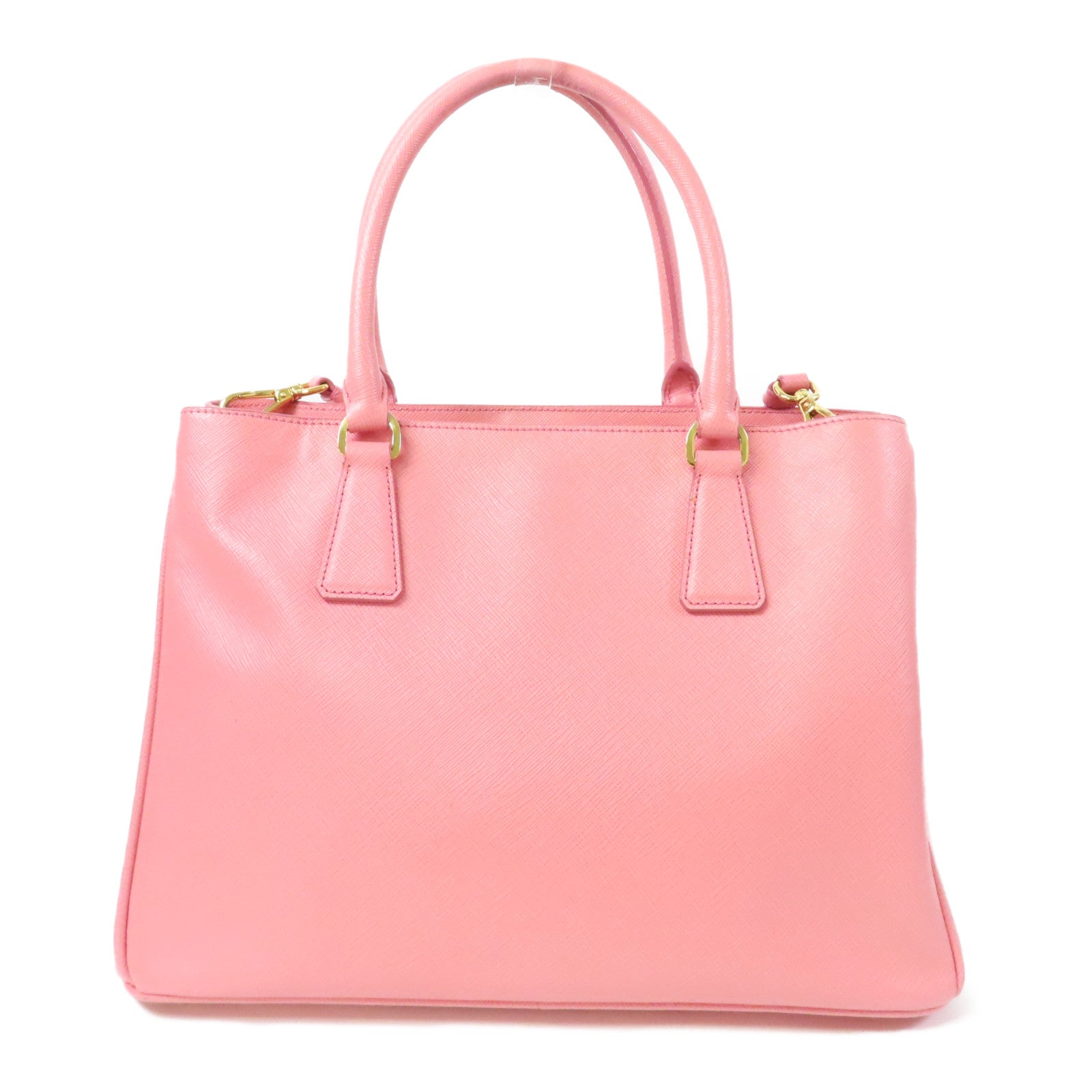 PRADA Saffiano皮革Galleria金扣手挽肩背兩用袋粉紅色