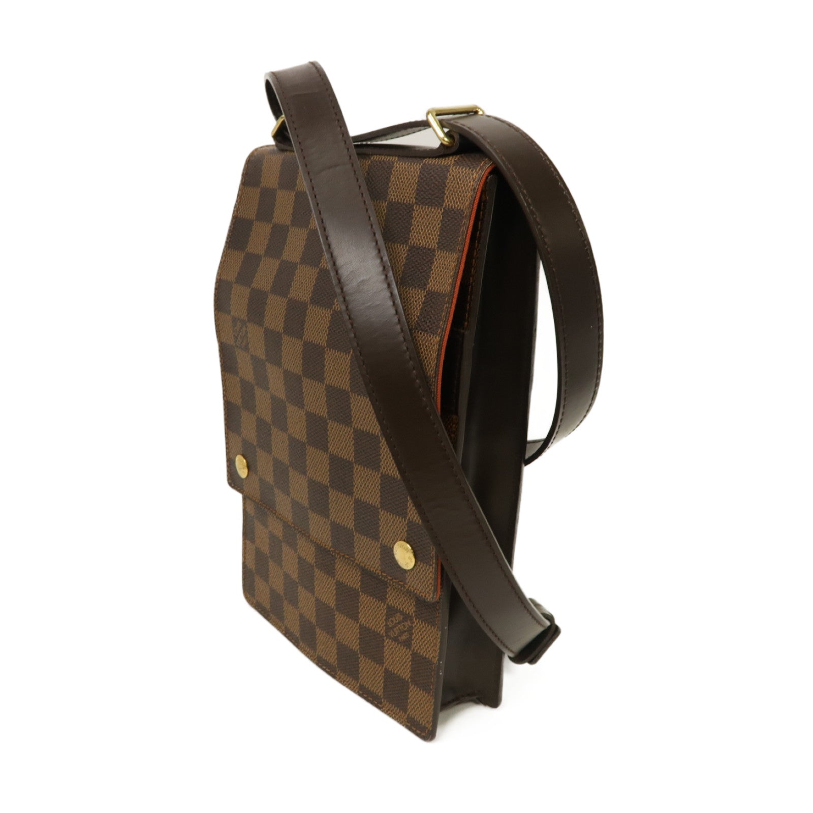 LOUIS VUITTON 【激減優惠】Damier Portello Shoulder Bag金扣肩背袋Ebene