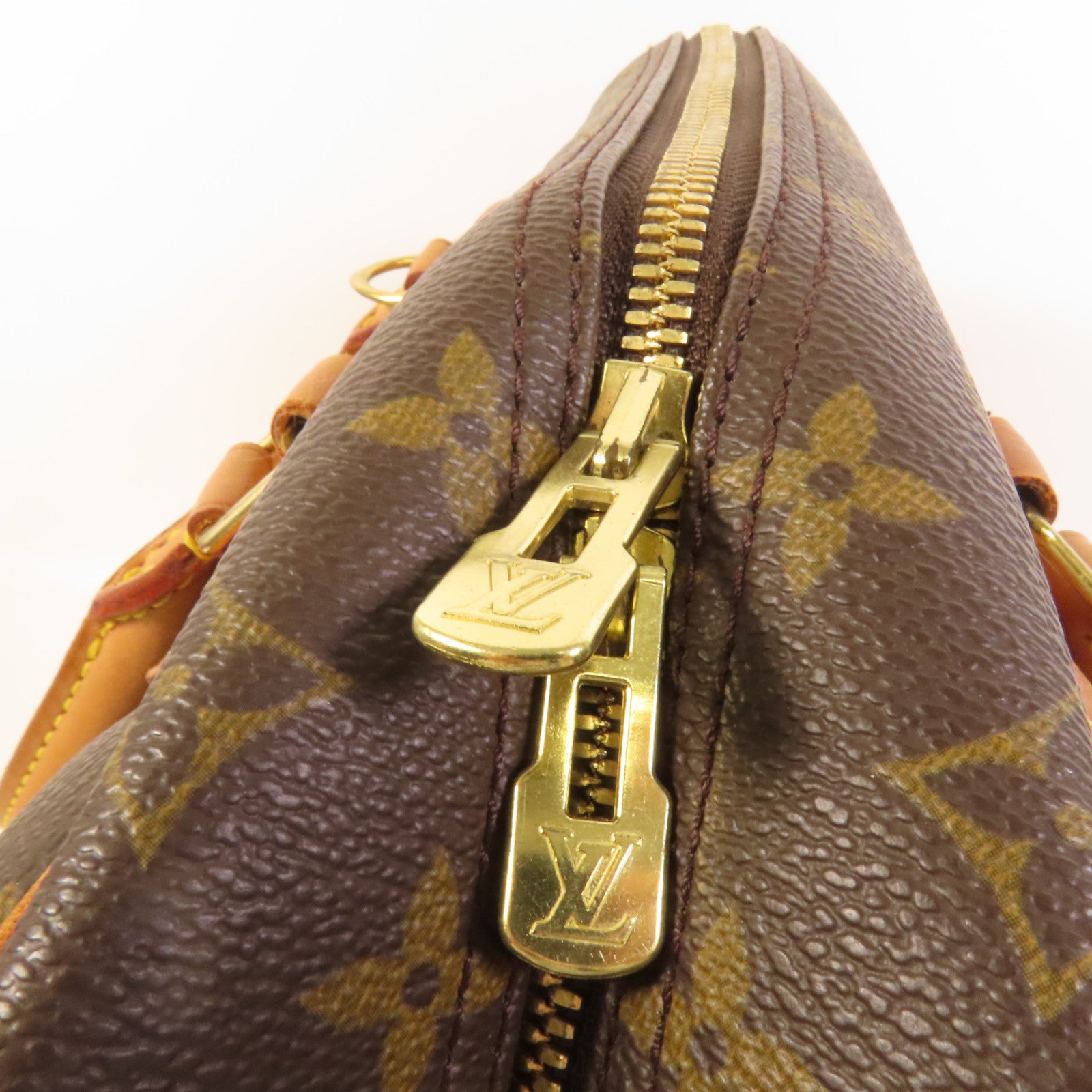 LOUIS VUITTON Monogram Deauville金扣手挽袋棕色