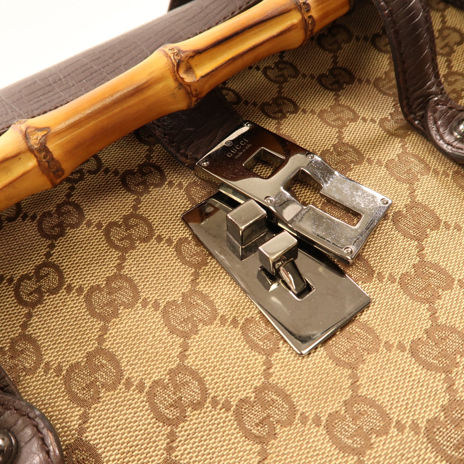 GUCCI 塗層帆布Hand Bag銀扣手挽袋