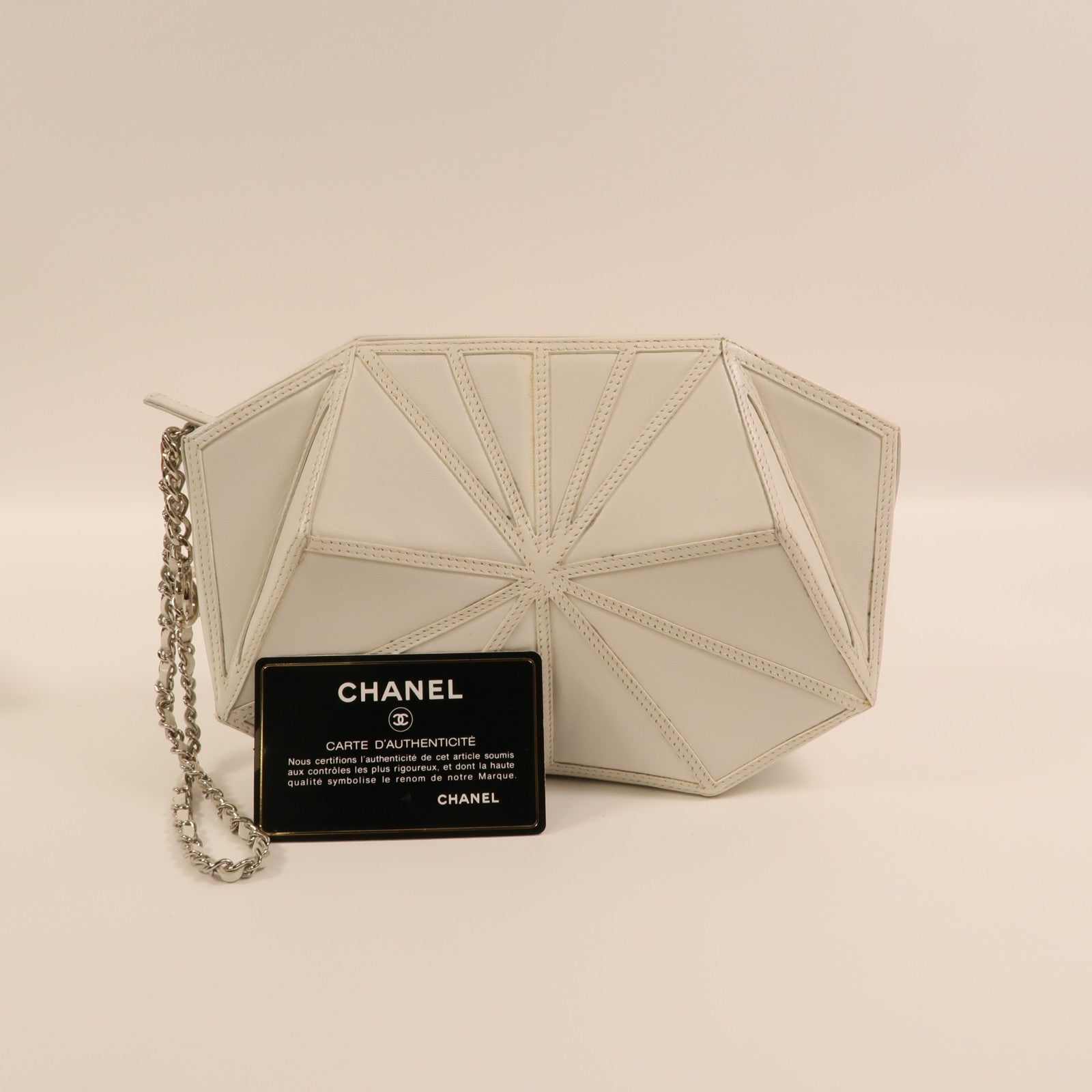 CHANEL 牛皮皮革Clutch Bag銀扣手拿包