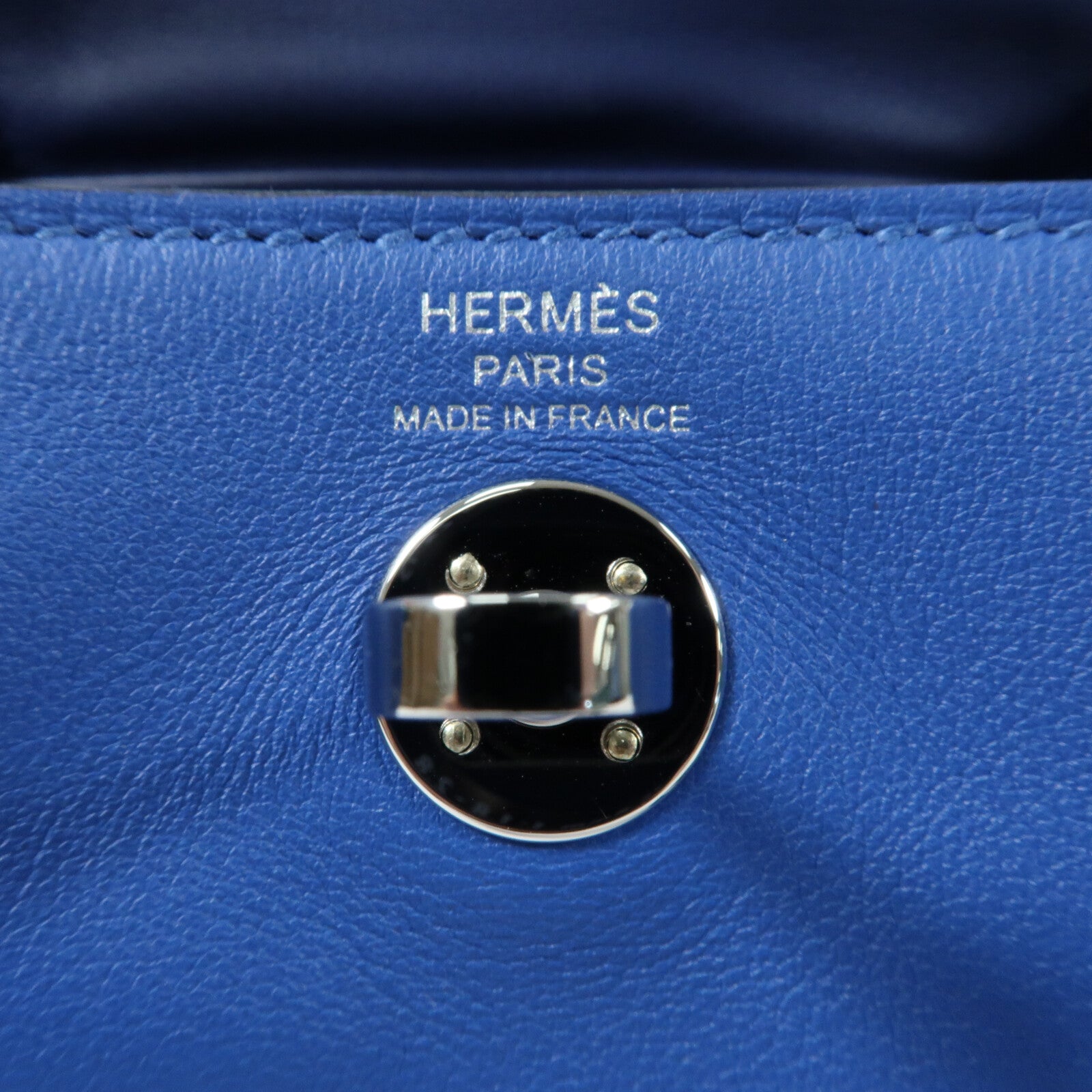 HERMES Swift皮革Mini Lindy銀扣手挽肩背兩用袋Bleu Royal/Bleu Saphir