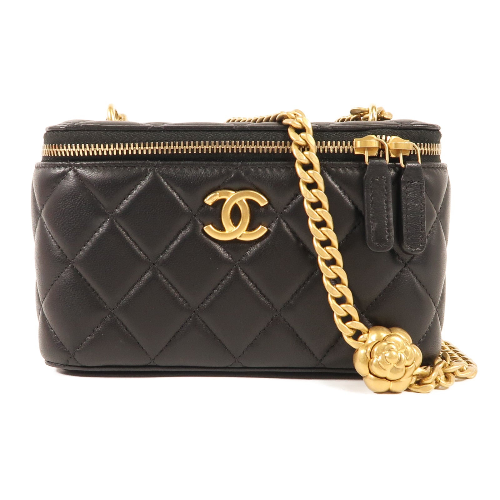 CHANEL 羊皮皮革Vanity Case金扣鏈帶肩背袋