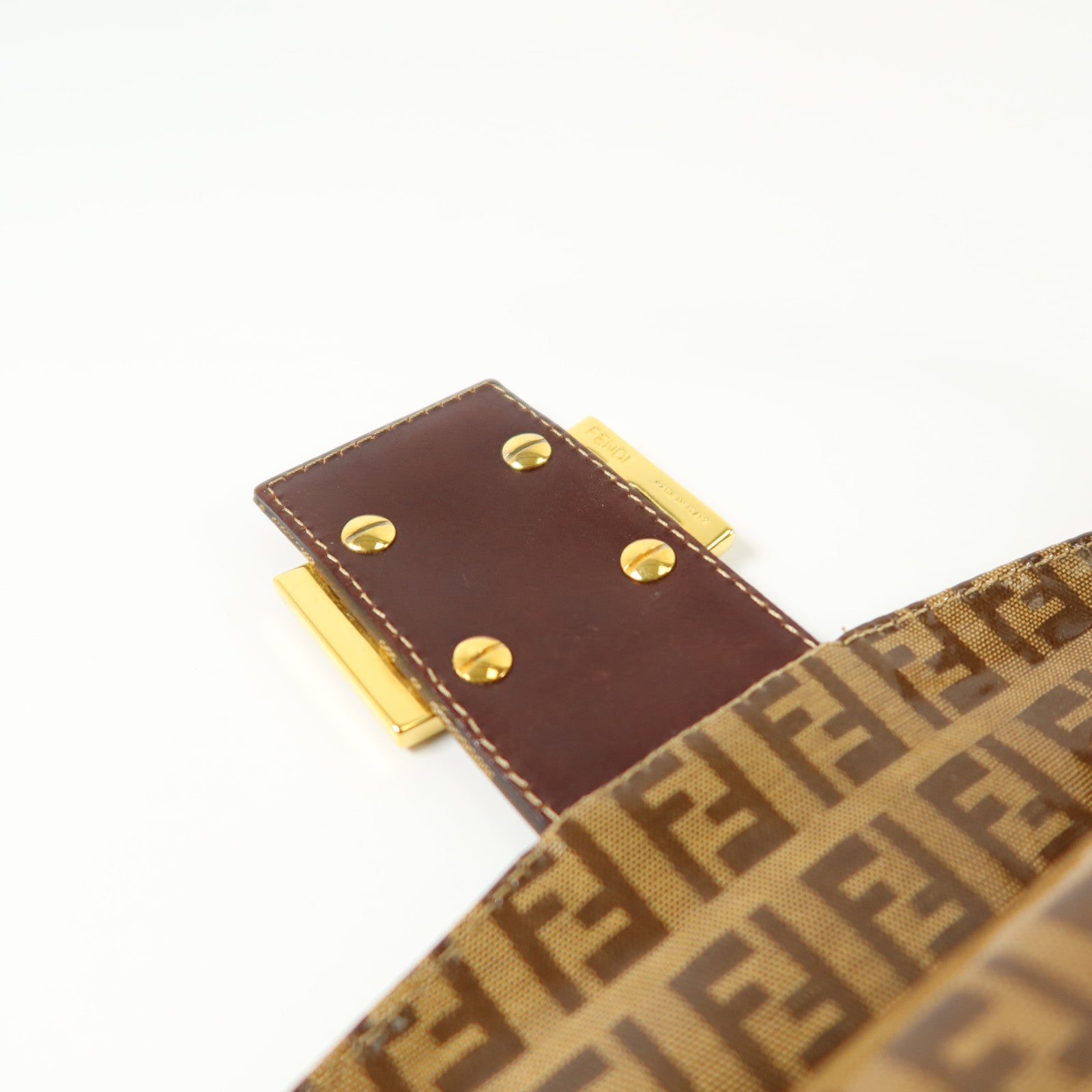 FENDI 塗層帆布Zucchino Double Flap Baguette金扣手挽肩背兩用袋