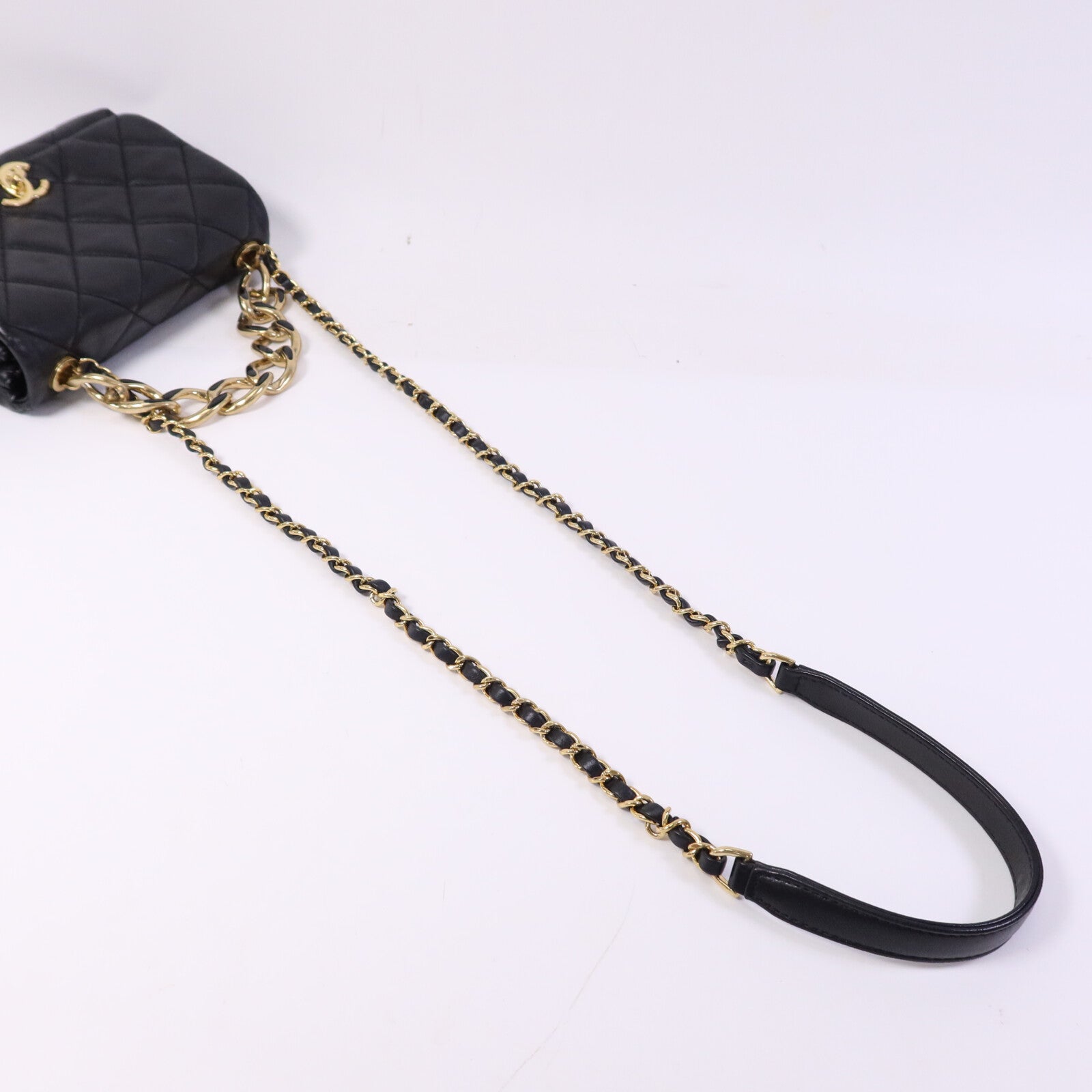 CHANEL 羊皮皮革2 Way Shoulder Bag金扣鏈帶手挽肩背兩用袋