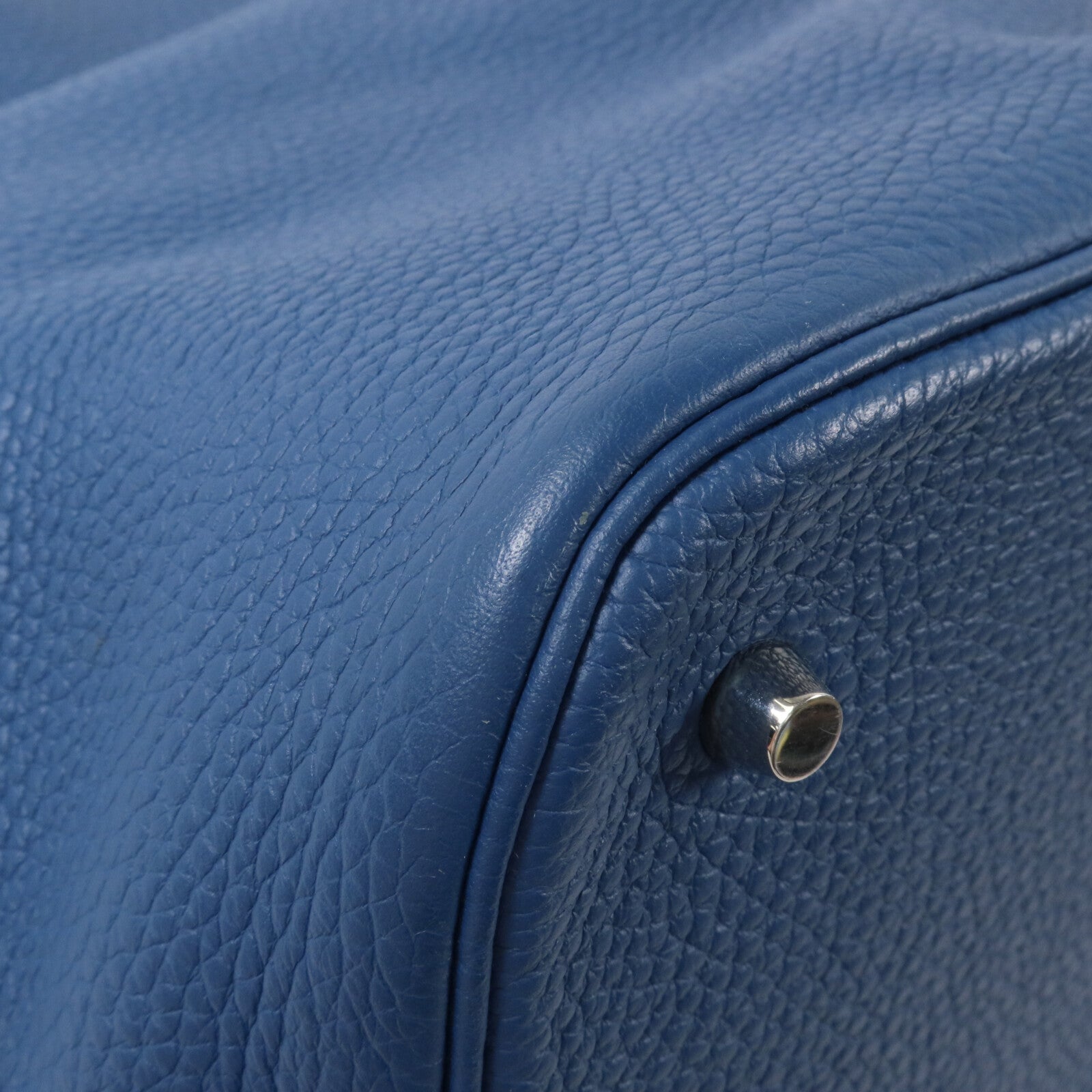 HERMES Clemence皮革Picotin GM手挽袋Bleu Agate