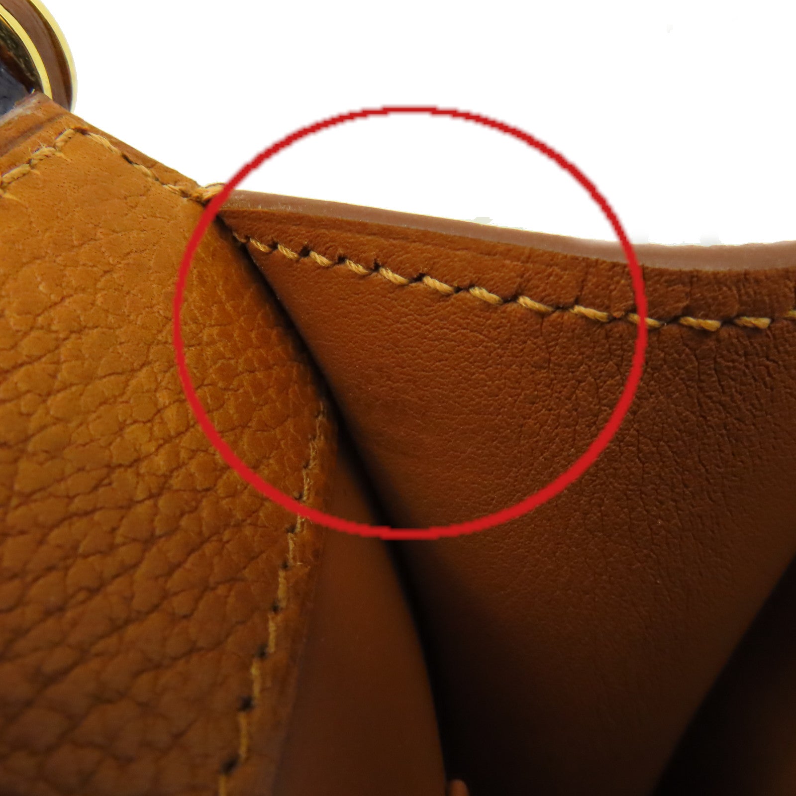 HERMES Clemence皮革Sac Saut Shoulder Bag金扣肩背袋經典駝色