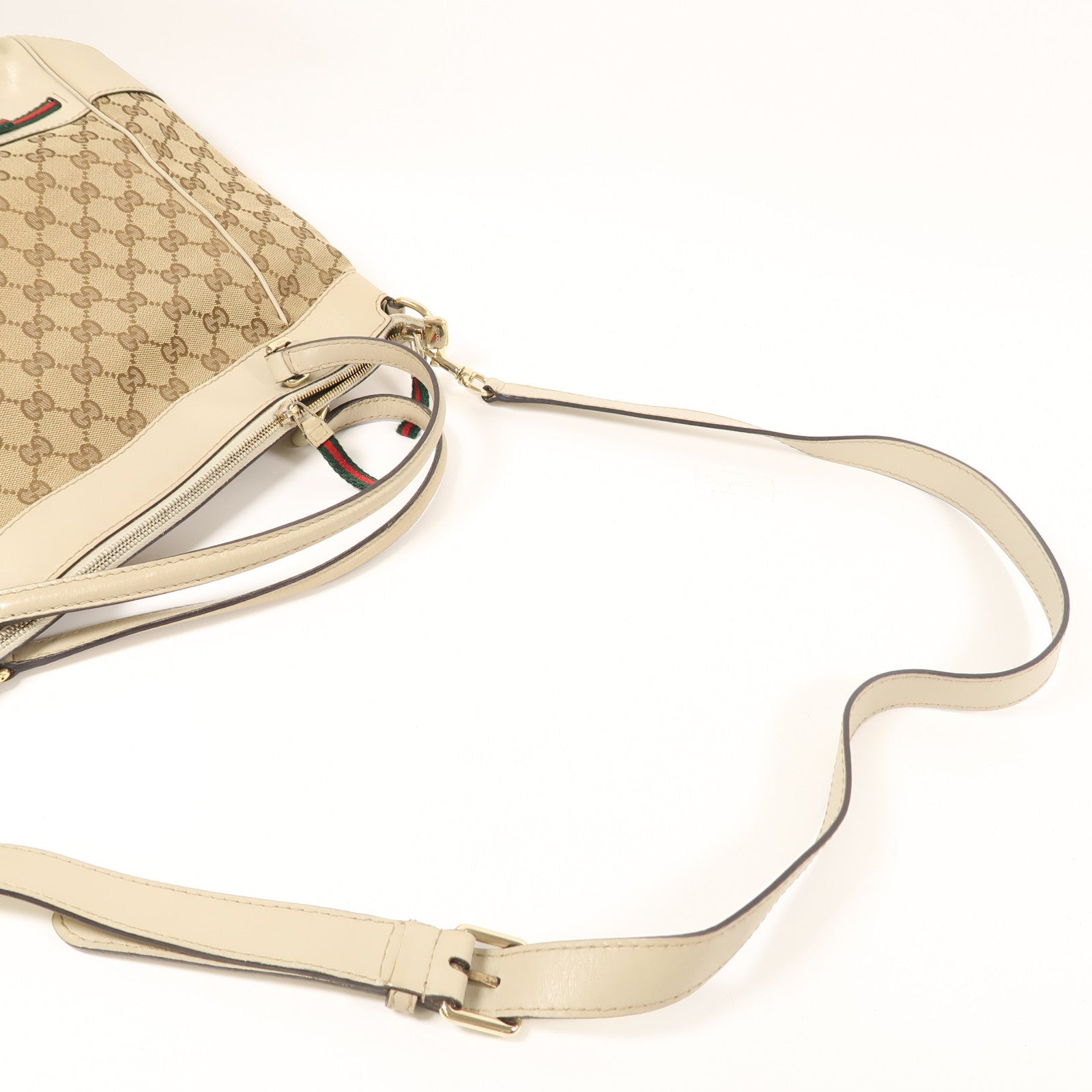 GUCCI 帆布/皮革Mayfair Tote Bag金扣手挽肩背兩用袋米色/啡色