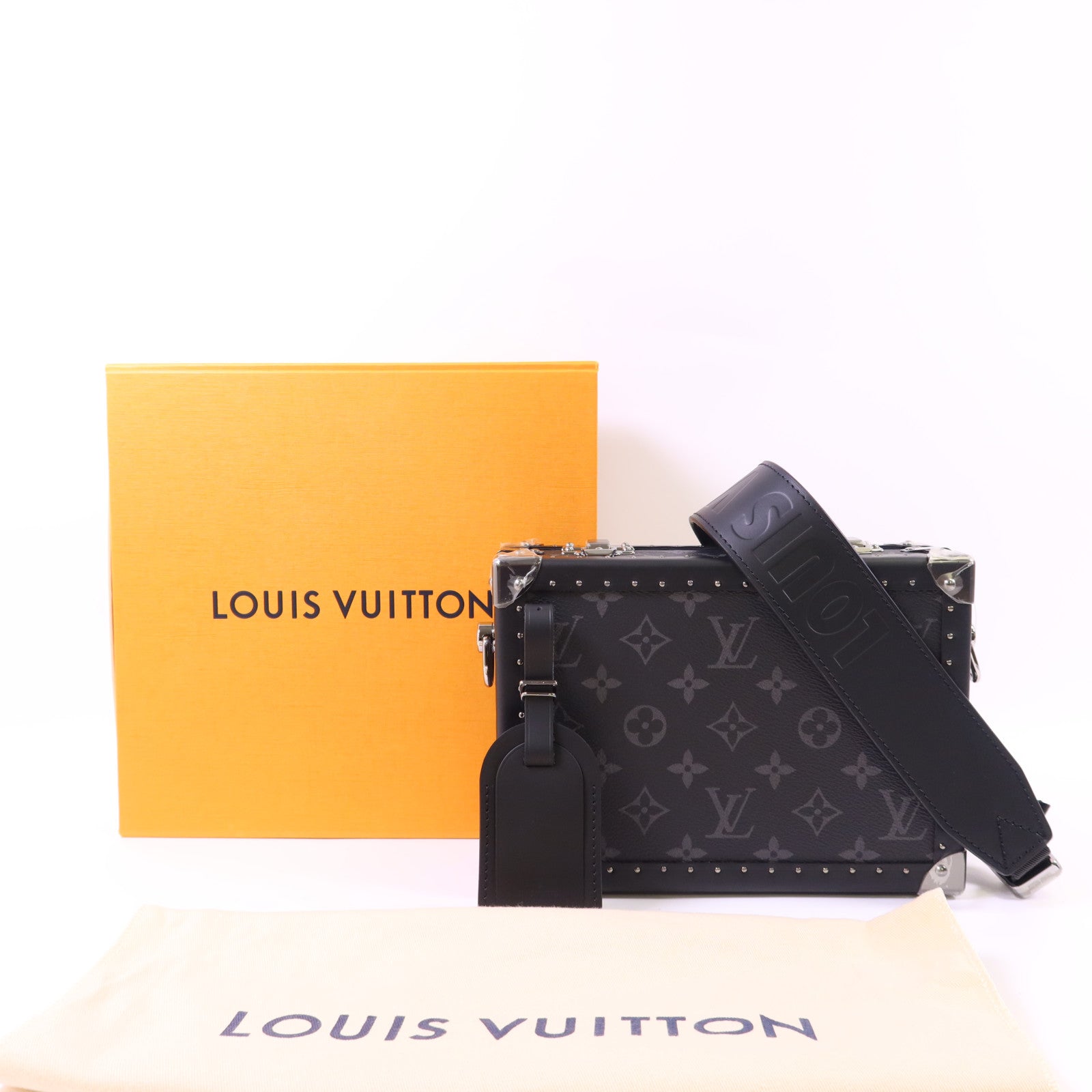 LOUIS VUITTON Monogram Eclipse Clutch Box Shoulder Bag銀扣肩背袋