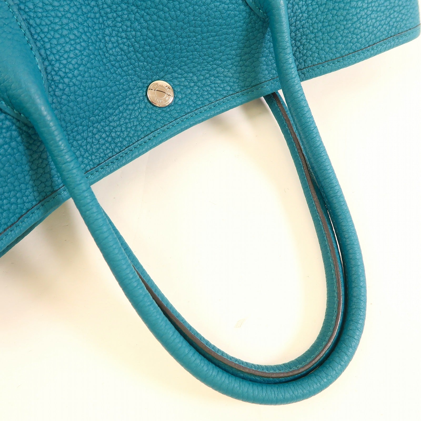 HERMES 【激減優惠】Negonda皮革GardenParty PM銀扣手挽袋Cobalt