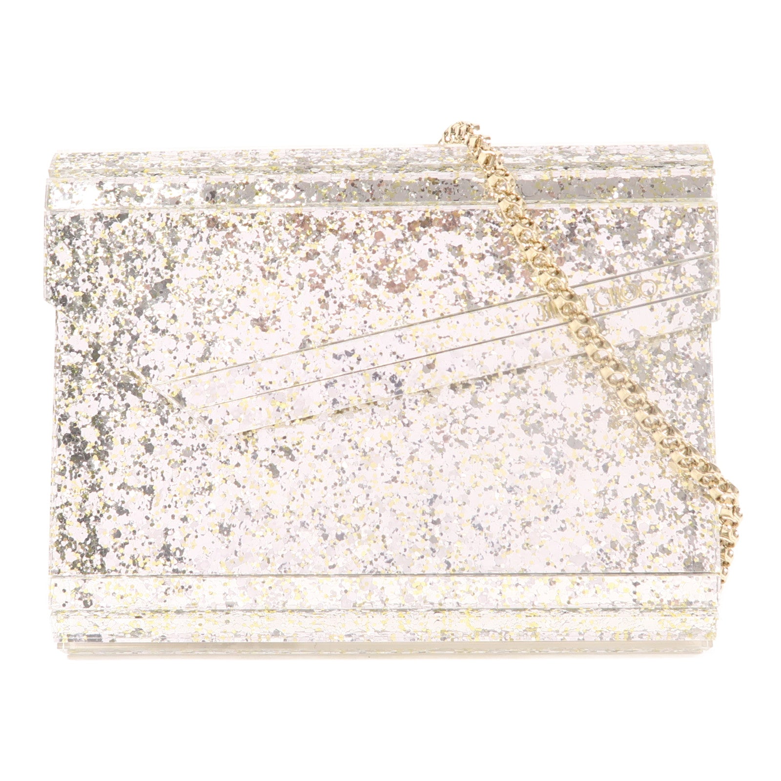 JIMMY CHOO PVC Chain Shoulder金扣鏈帶肩背袋