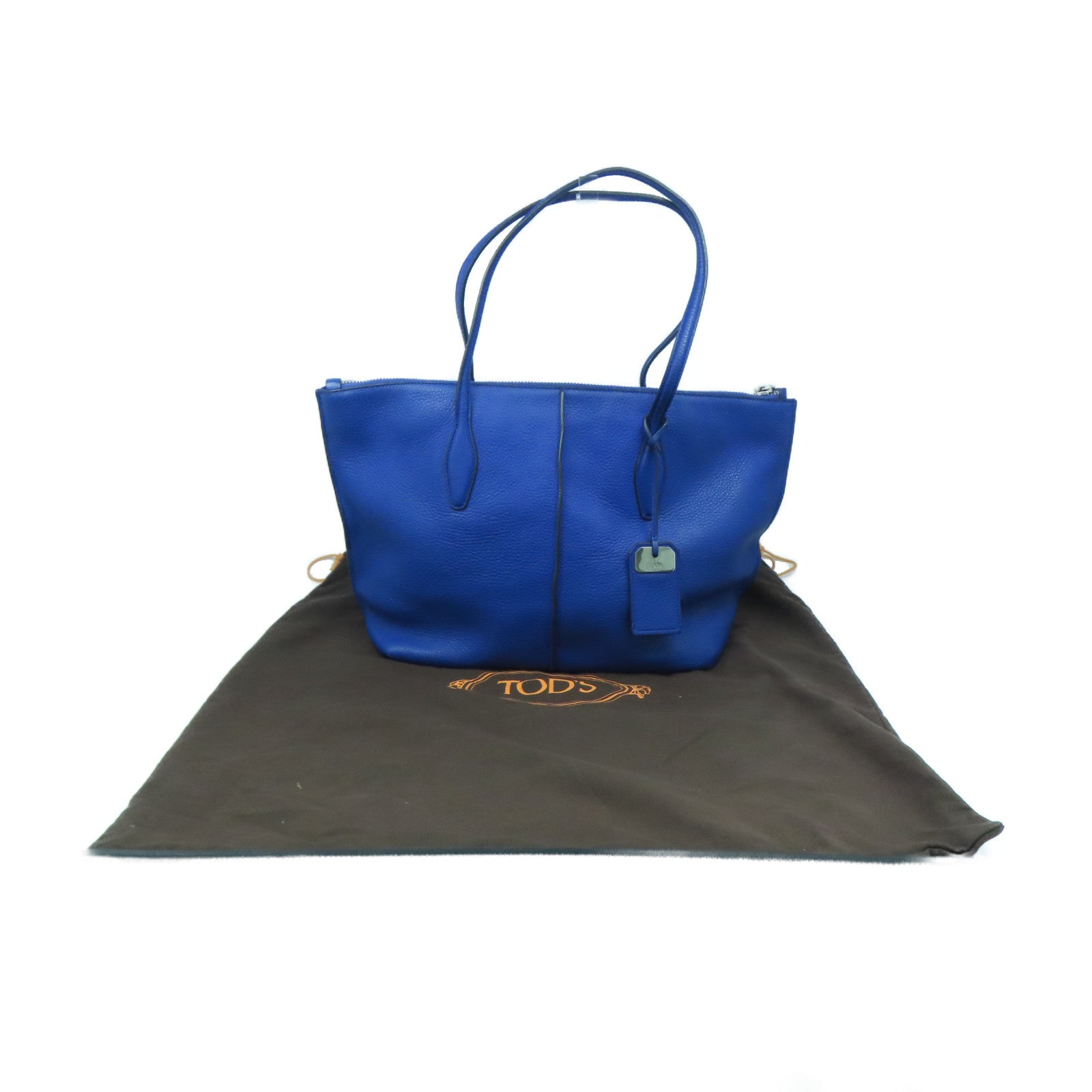 TOD'S cowhide leather Shoulder Bag silver buckle shoulder bag blue