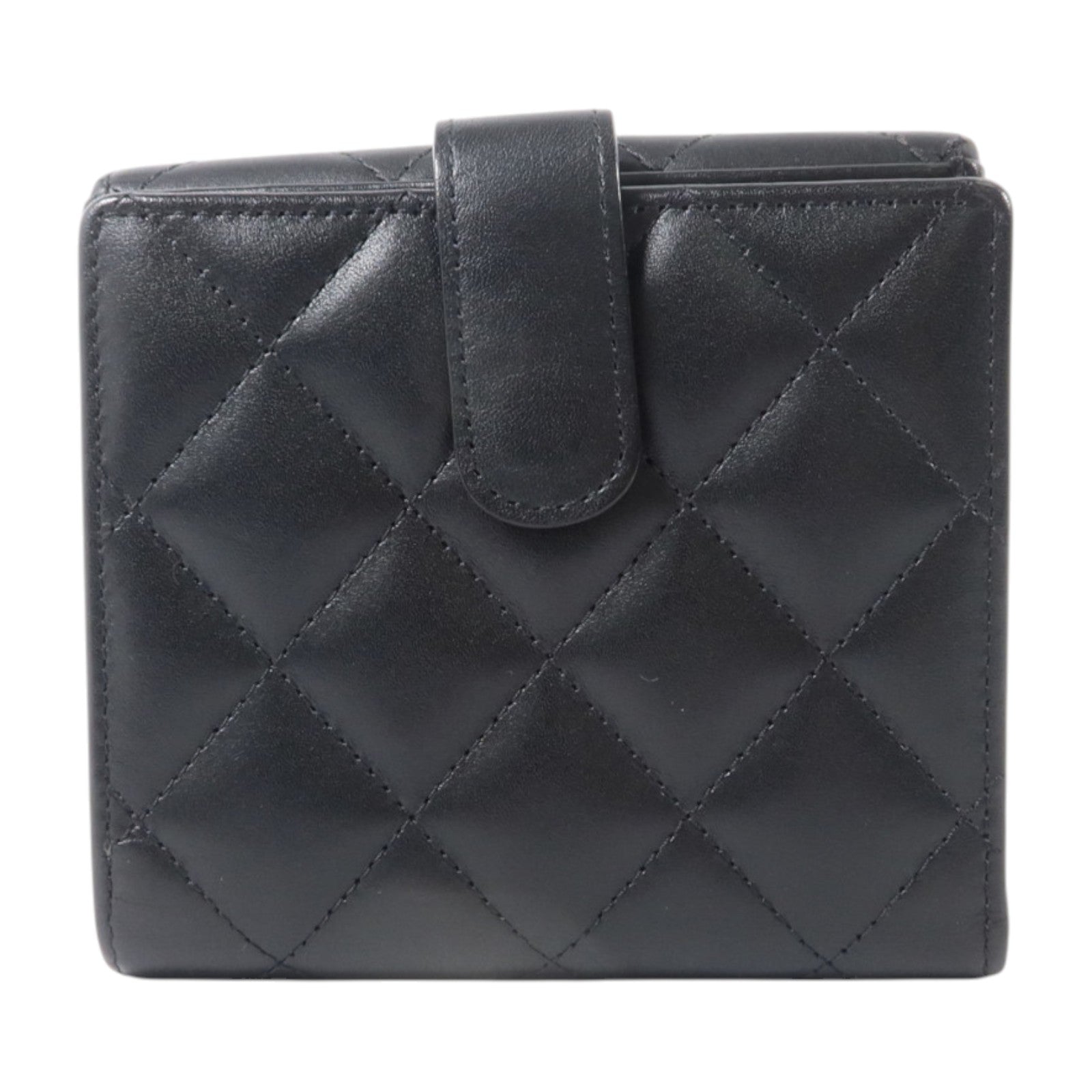 CHANEL 牛皮皮革Cambon Compact Wallet銀扣錢包