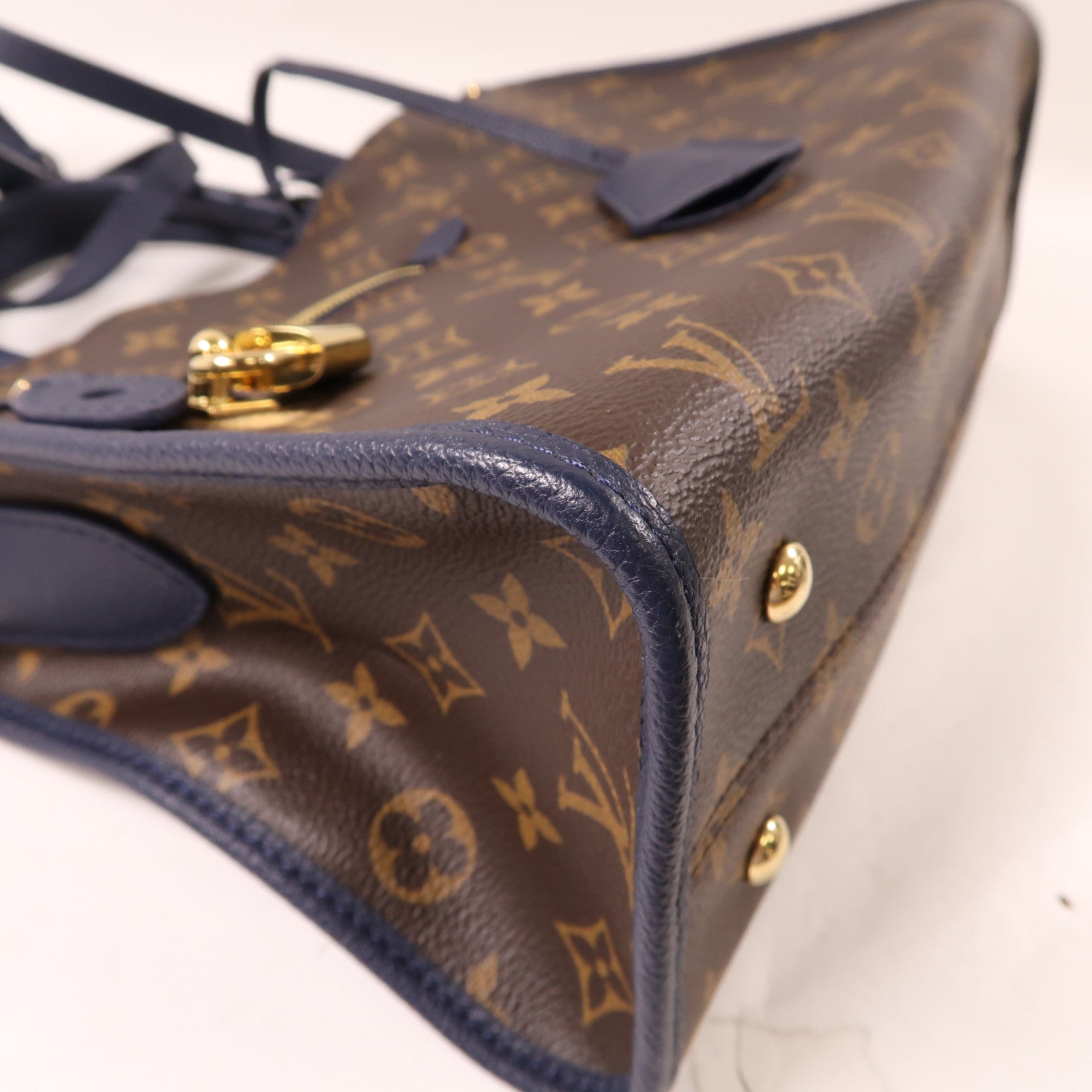 LOUIS VUITTON Monogram Popincourt PM金扣手挽肩背兩用袋啡色/深藍色