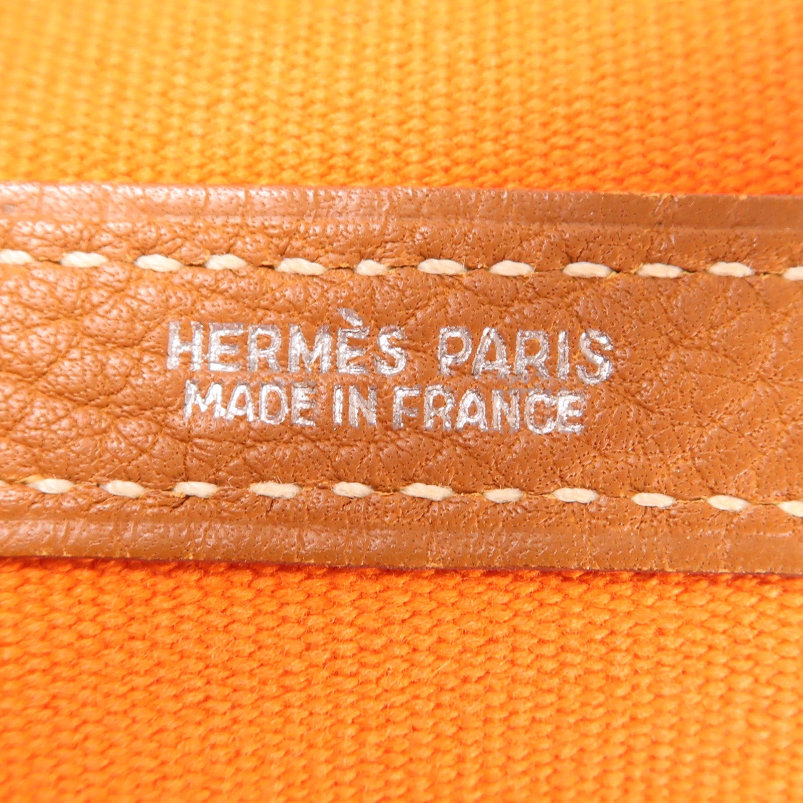 HERMES 帆布/皮革Garden Party PM銀扣手挽袋
