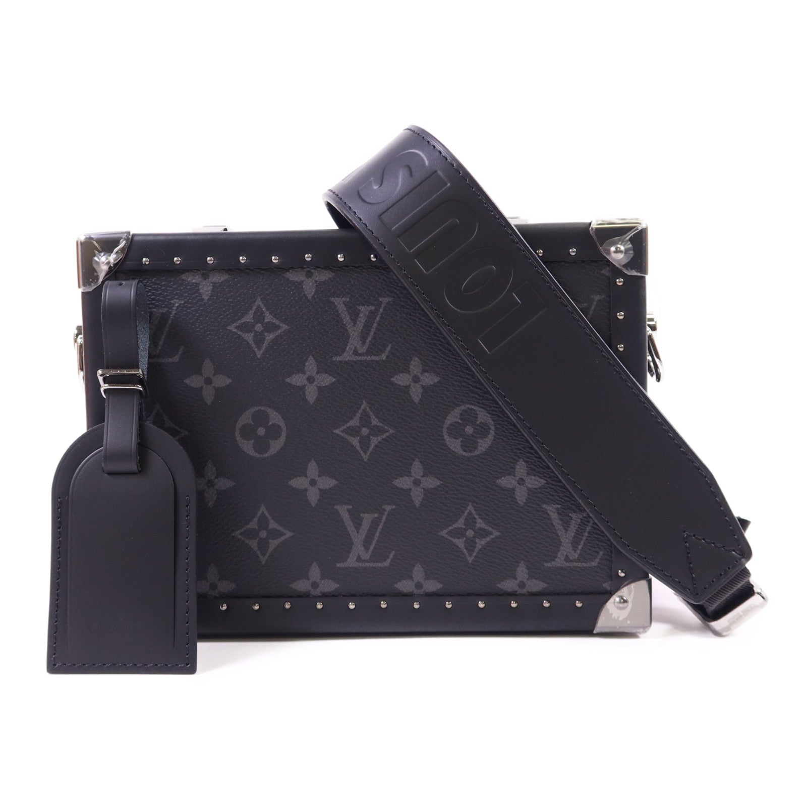 LOUIS VUITTON Monogram Eclipse Clutch Box Shoulder Bag銀扣肩背袋
