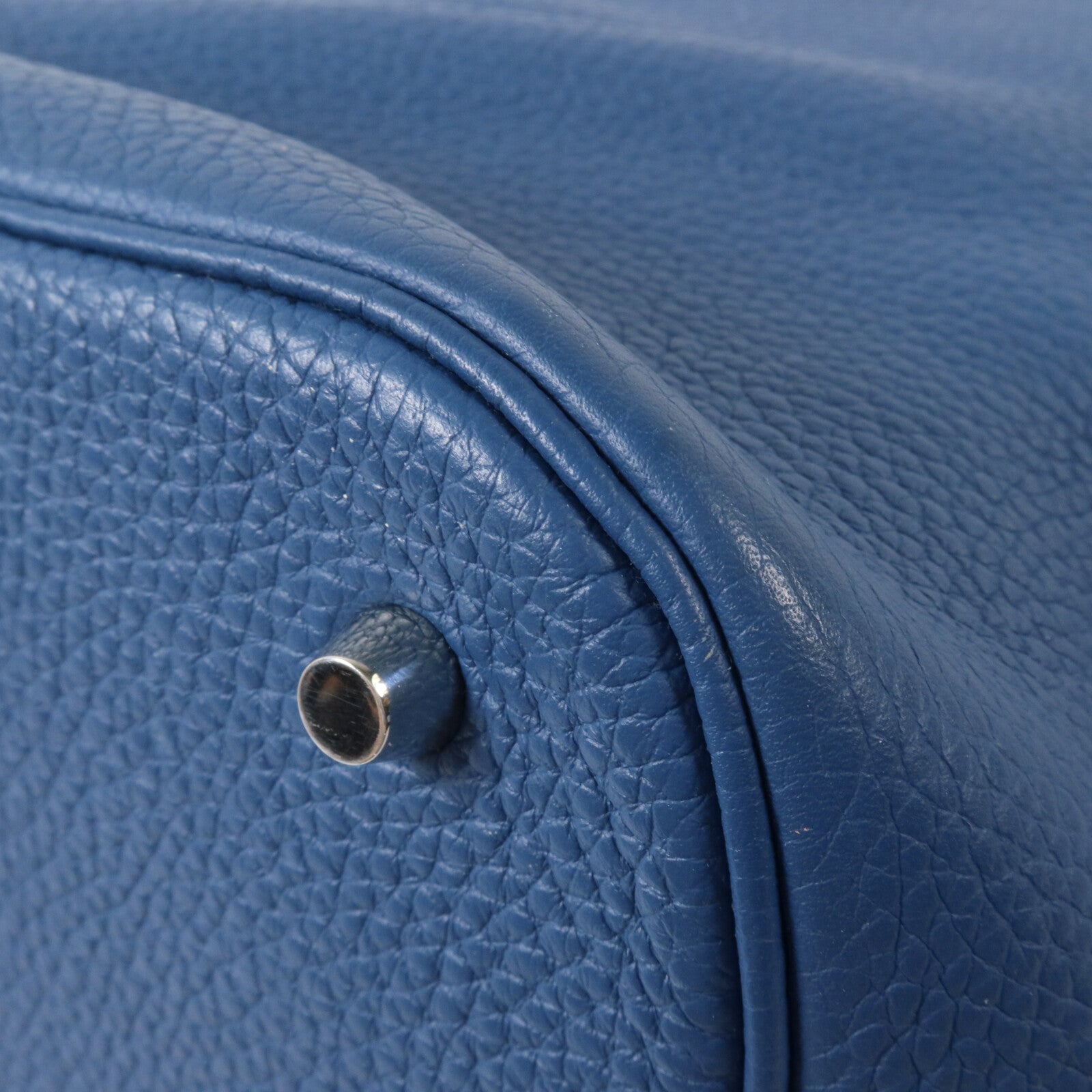 HERMES Clemence皮革Picotin GM手挽袋Bleu Agate