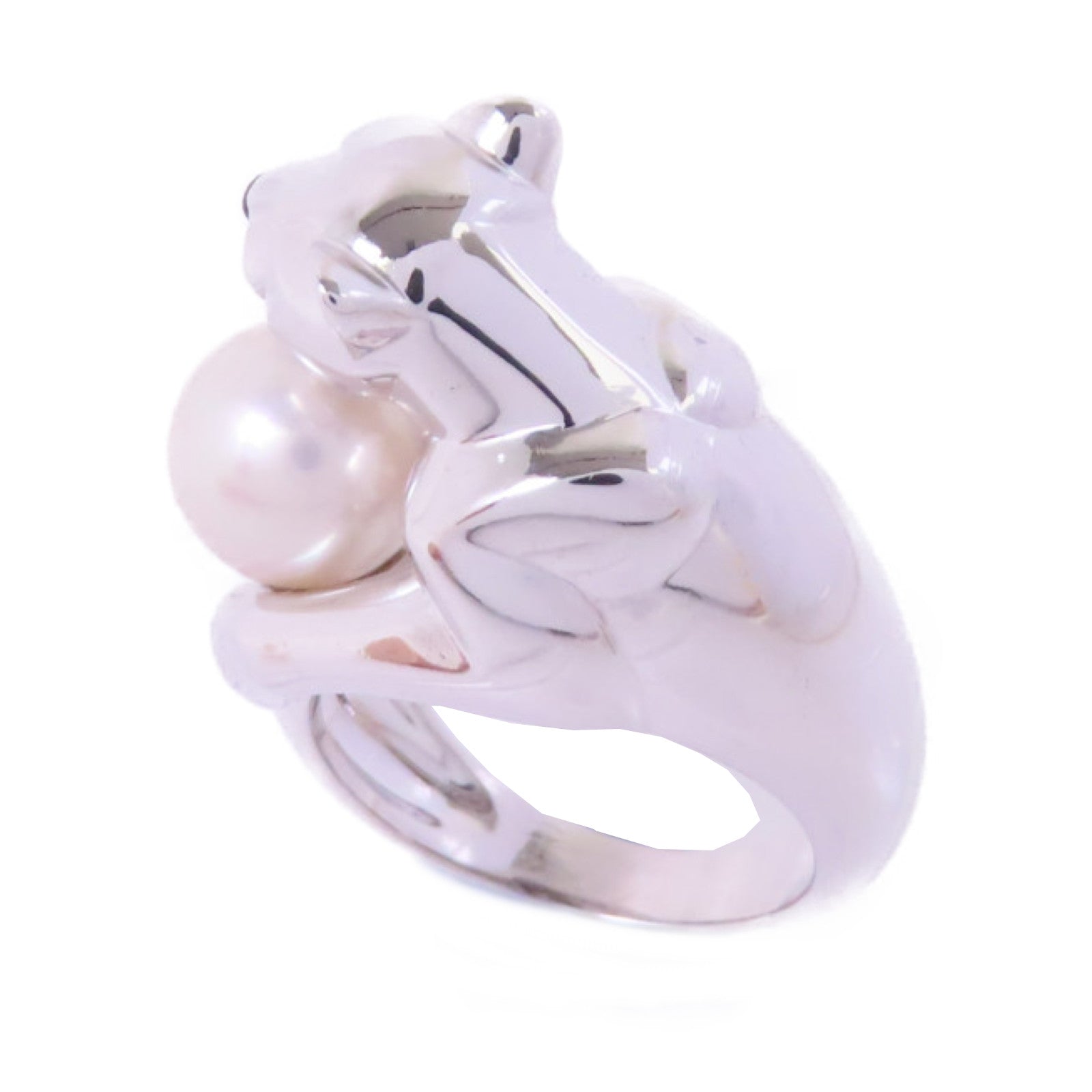 CARTIER 18K白金/珍珠Pearl Ring戒指#51/US#5.25