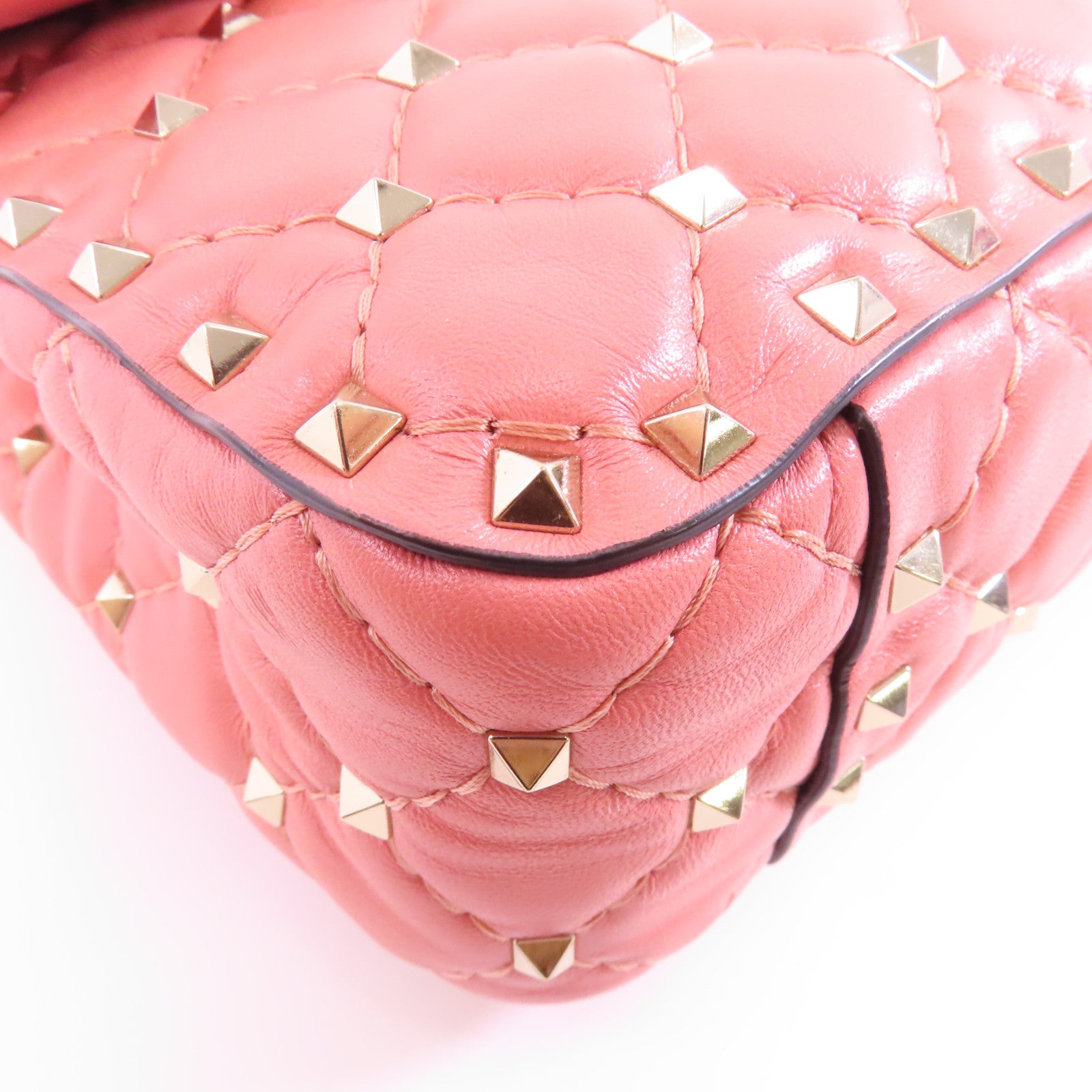 Valentino 【激減優惠】牛皮皮革Chain Shoulder金扣鏈帶手挽肩背兩用袋粉紅色