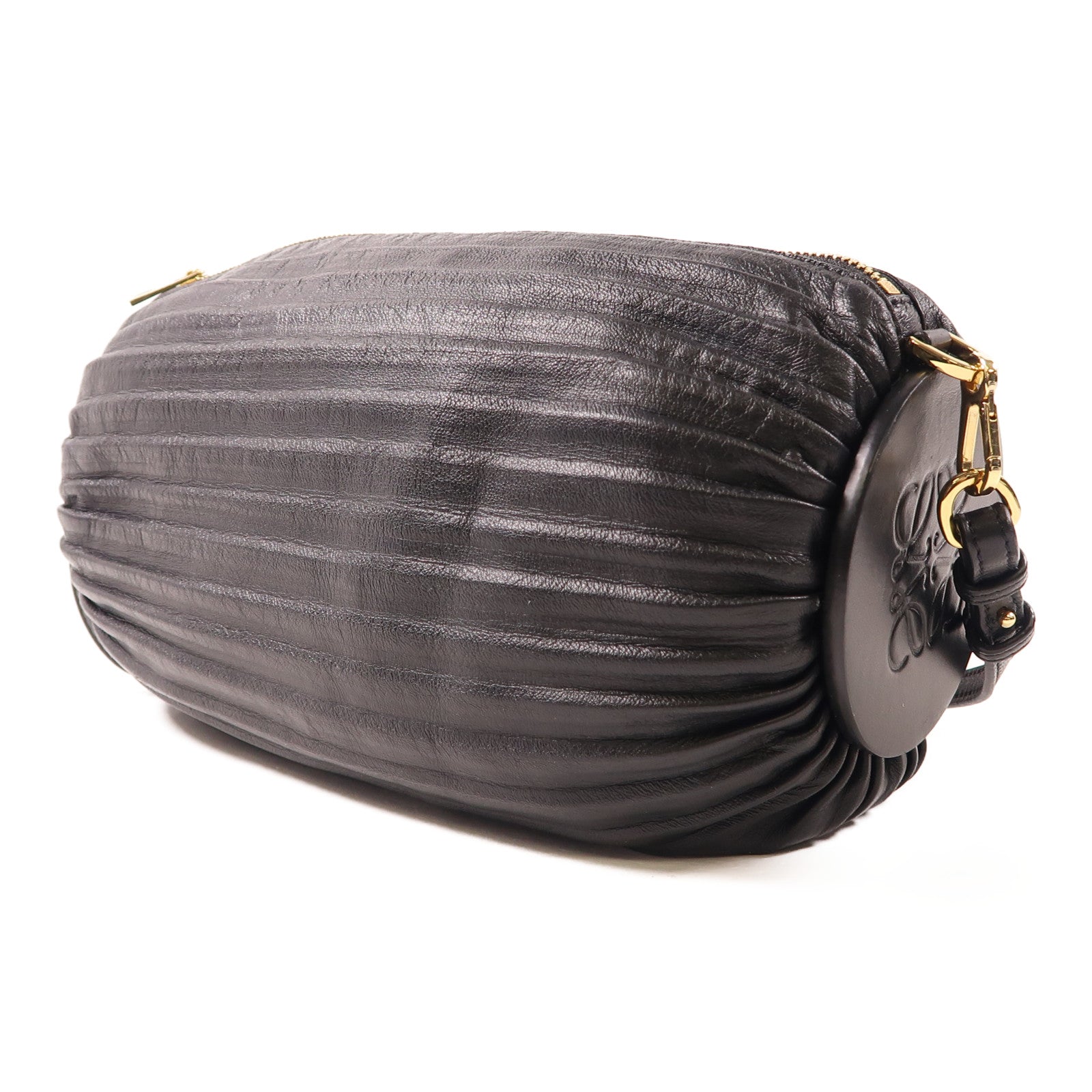 LOEWE 牛皮皮革Shoulder Bag金扣肩背袋黑色