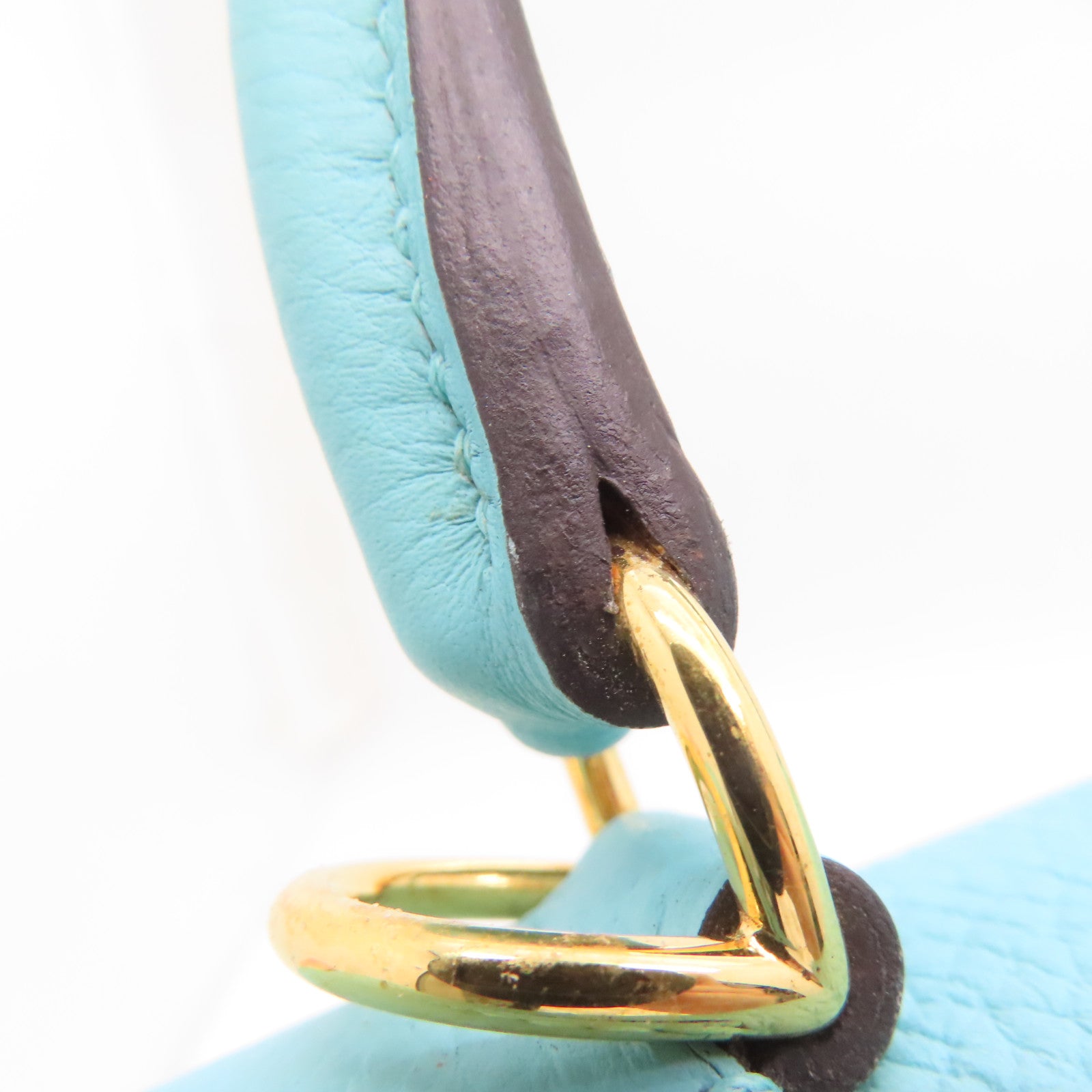 HERMES Clemence皮革Kelly 35金扣手挽肩背两用袋Blue Atoll/蓝色