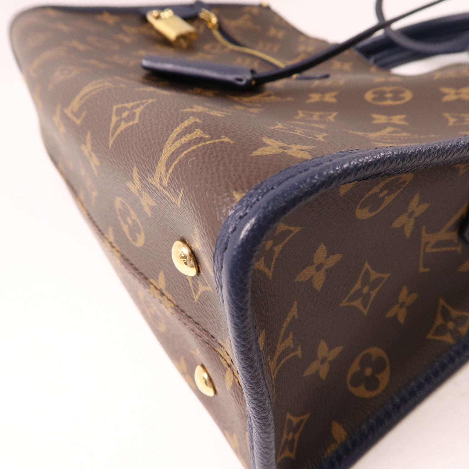 LOUIS VUITTON Monogram Popincourt PM金扣手挽肩背兩用袋啡色/深藍色