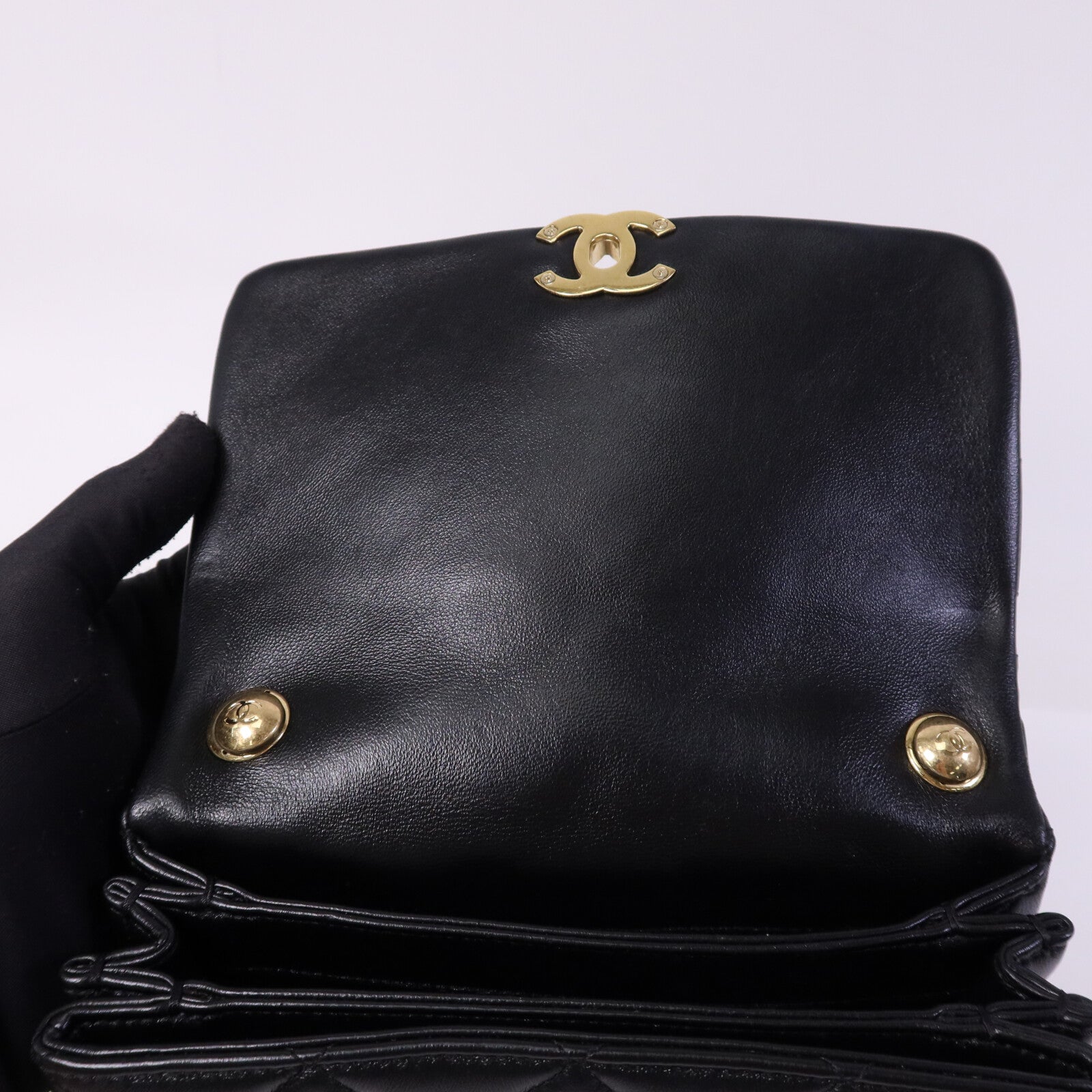 CHANEL 羊皮皮革2 Way Shoulder Bag金扣鏈帶手挽肩背兩用袋