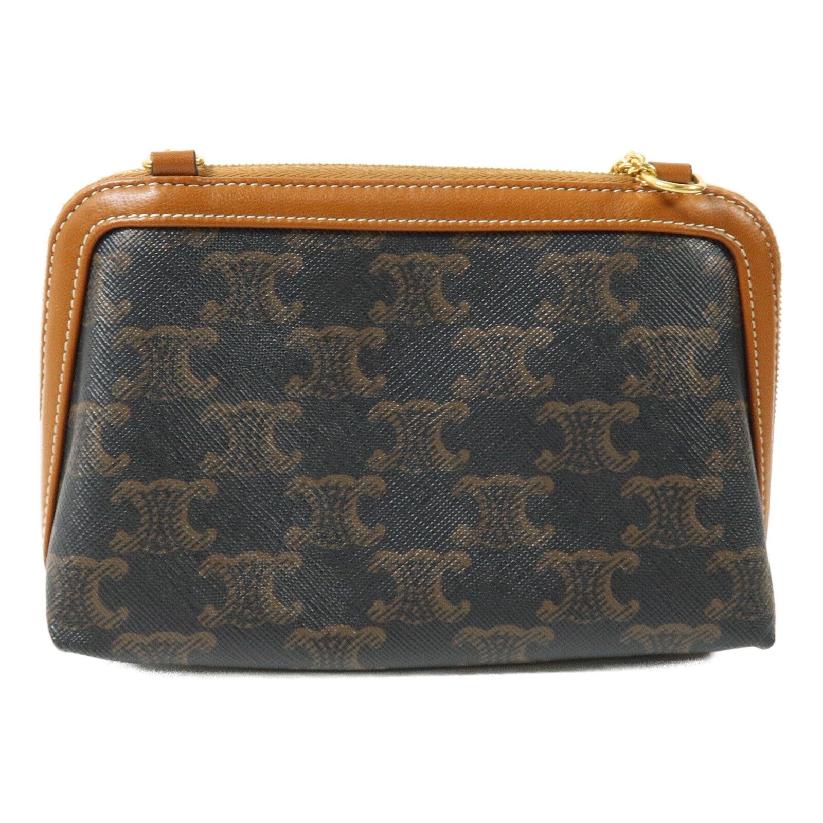 CELINE 塗層帆布Clutch On Chain鏈帶肩背袋