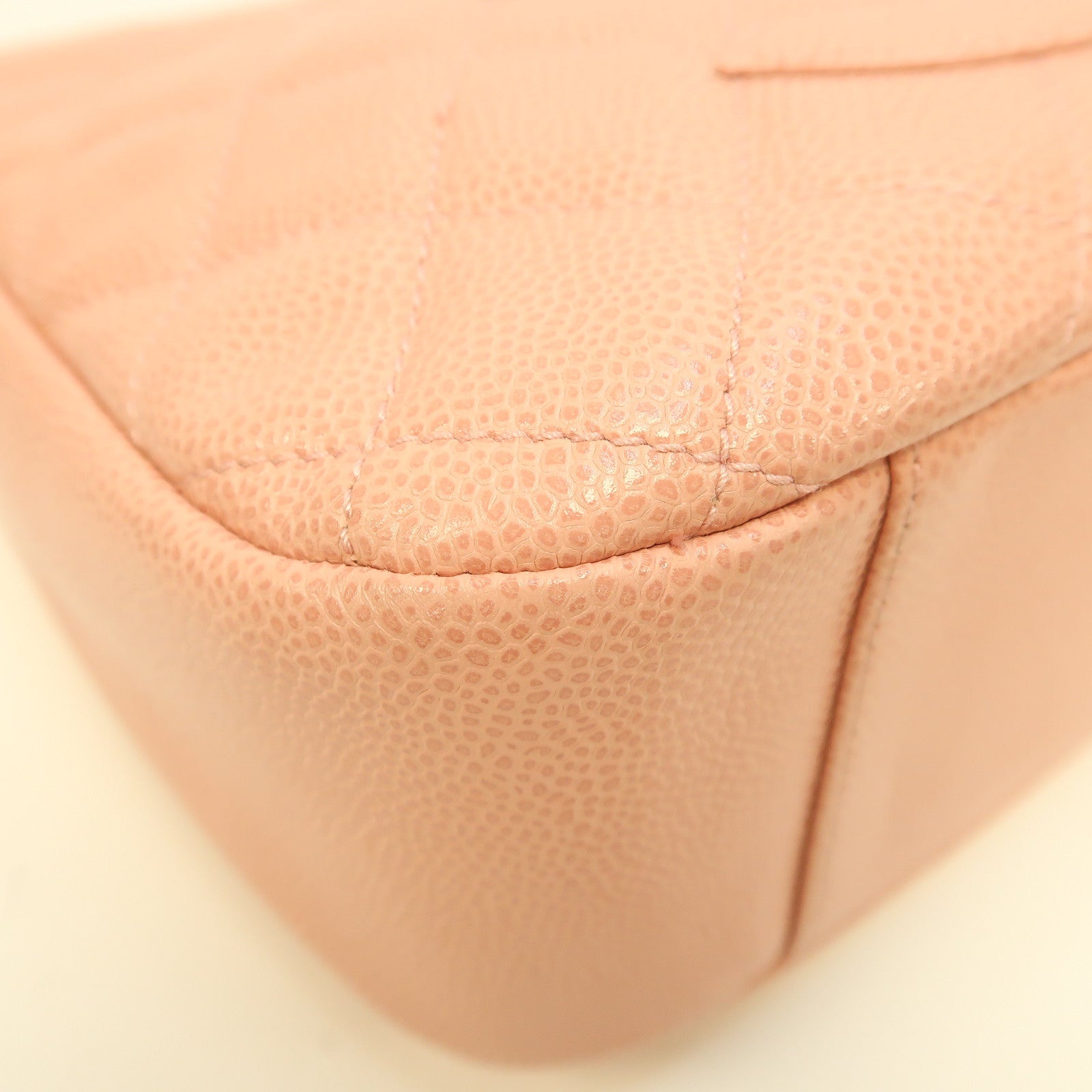 CHANEL 菱格Caviar皮革Vintage Chain Shoulder Bag金扣鏈帶肩背袋粉紅色