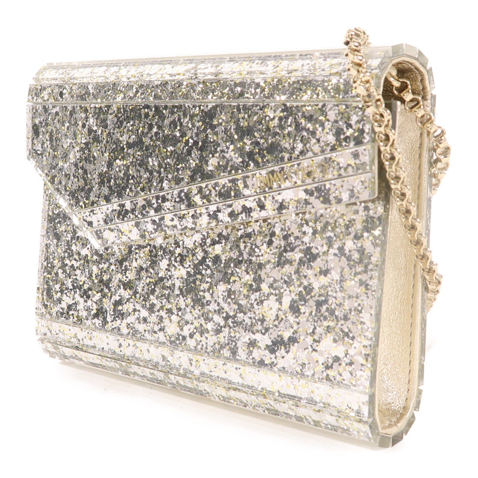 JIMMY CHOO PVC Chain Shoulder金扣鏈帶肩背袋