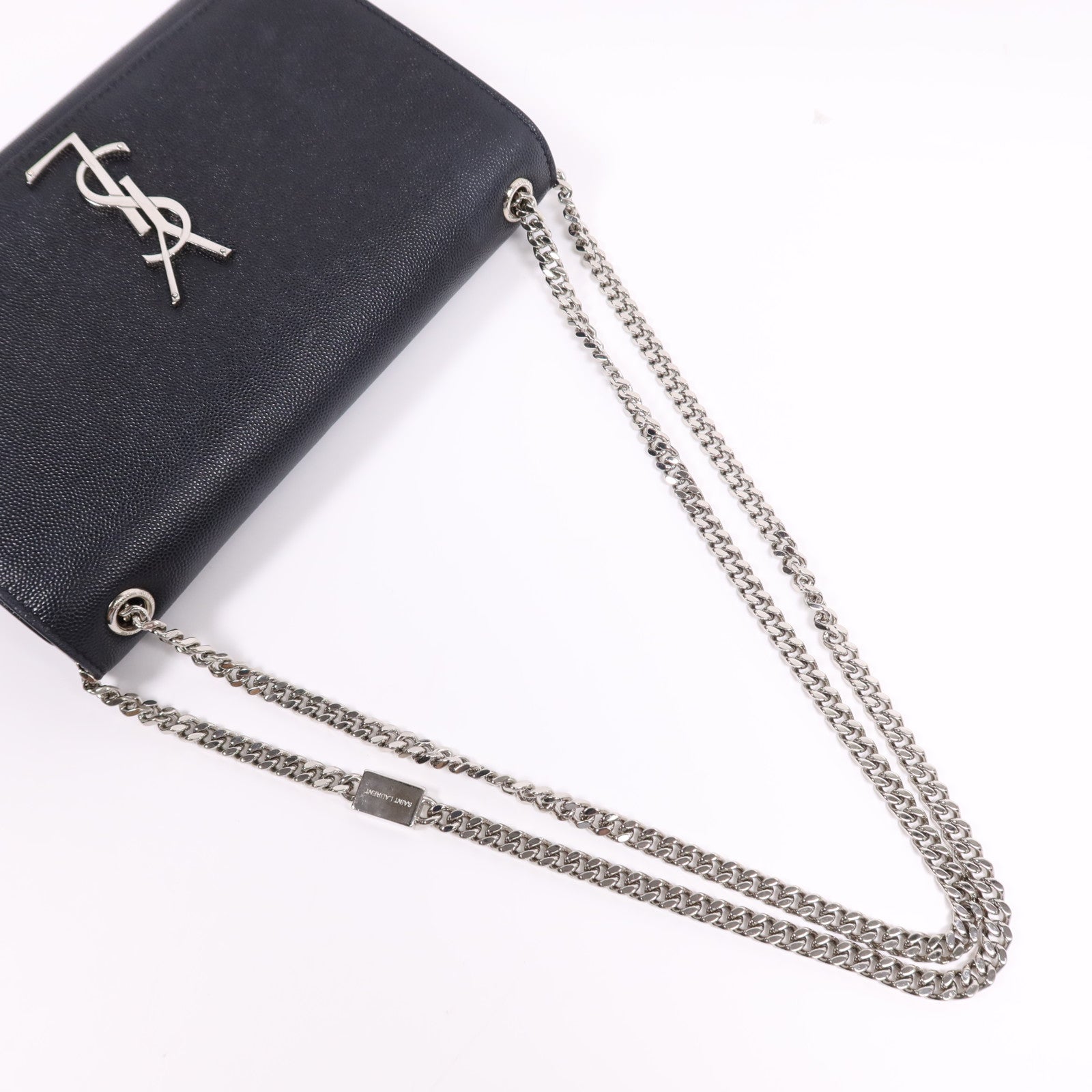 SAINT LAURENT 牛皮皮革Kate銀扣鏈帶肩背袋