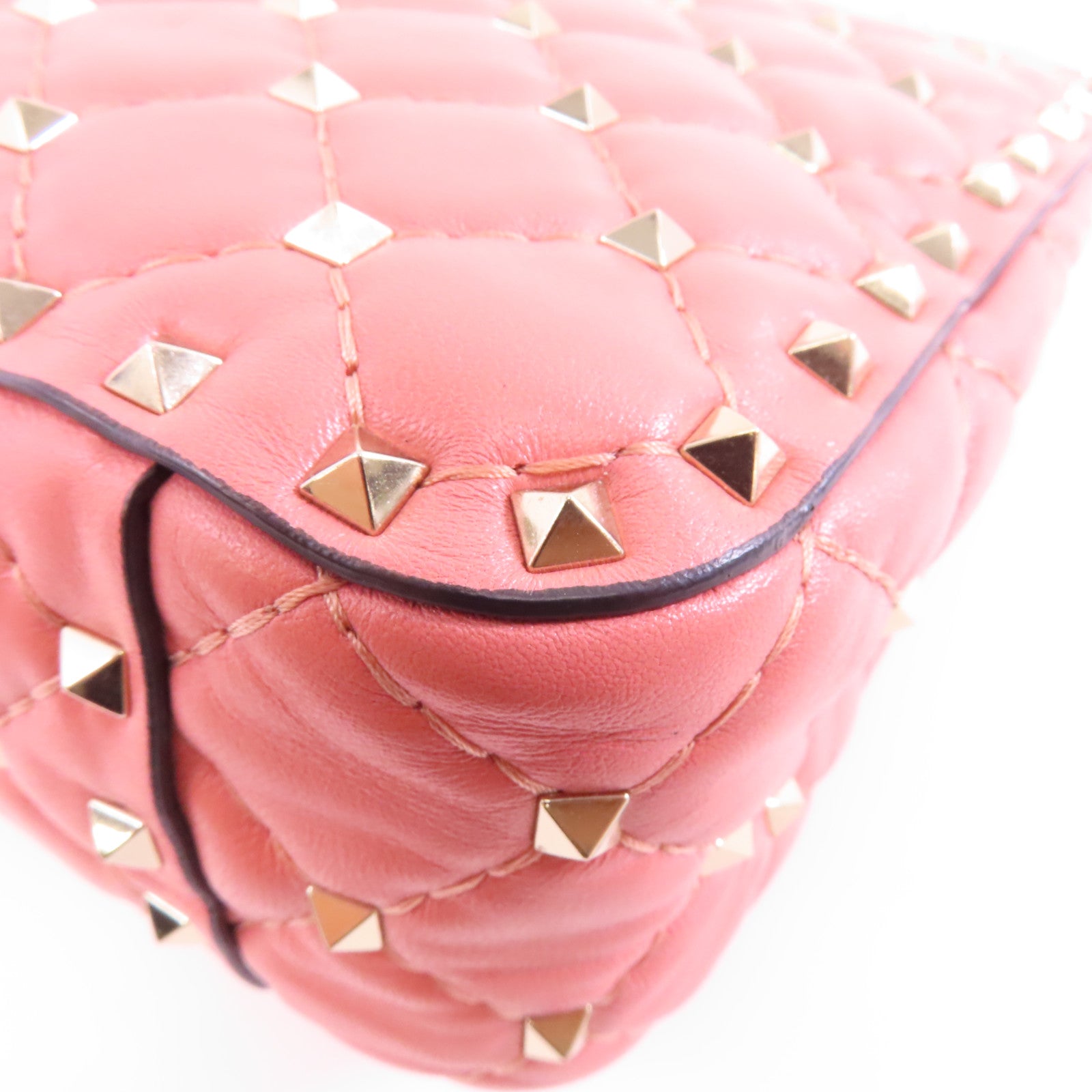Valentino 【激減優惠】牛皮皮革Chain Shoulder金扣鏈帶手挽肩背兩用袋粉紅色