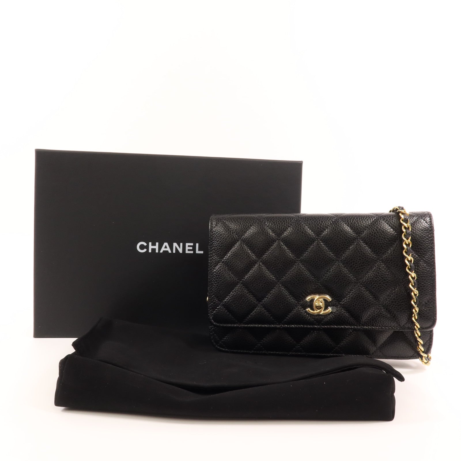 CHANEL 牛皮皮革WOC Wallet On Chain金扣鏈帶肩背袋
