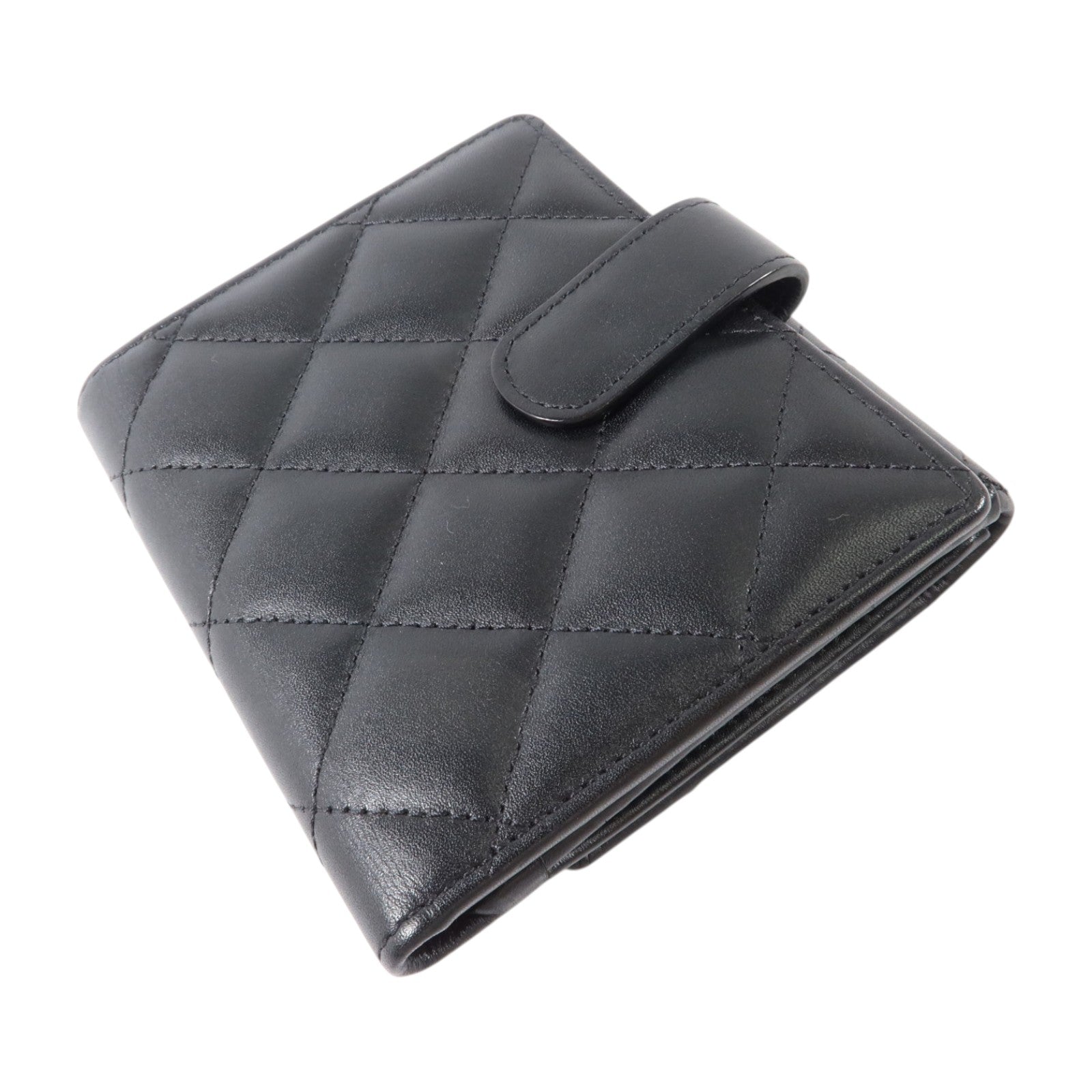 CHANEL 牛皮皮革Cambon Compact Wallet銀扣錢包