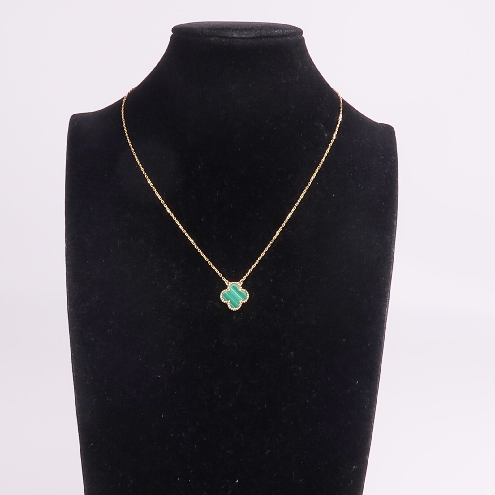 Van Cleef & Arpels 18K黃金Vintage Alhambra Pendant孔雀石項鍊