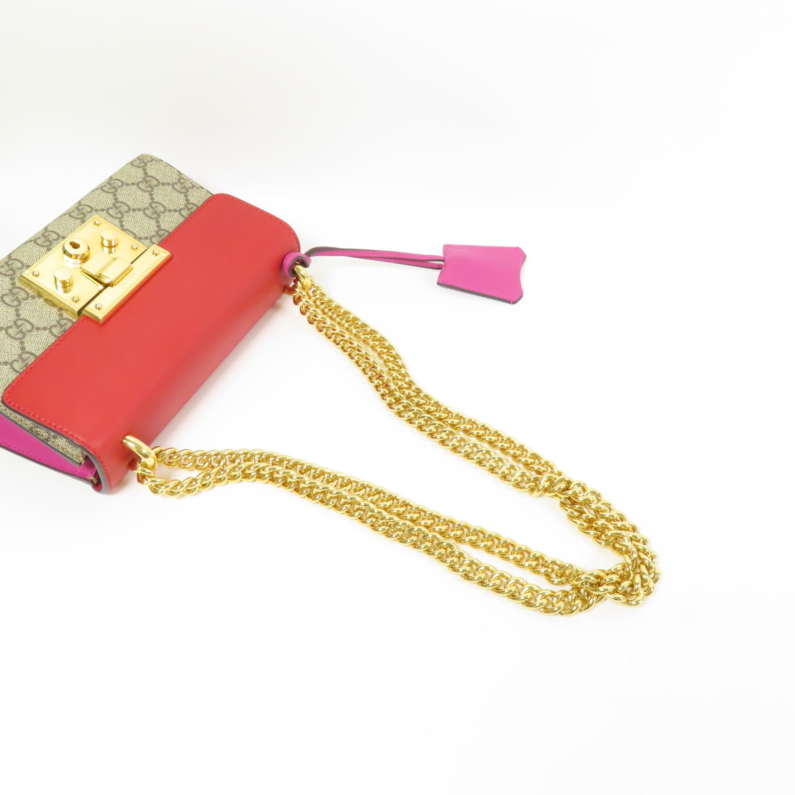 GUCCI 塗層帆布Paddle Lock Small金扣肩背袋