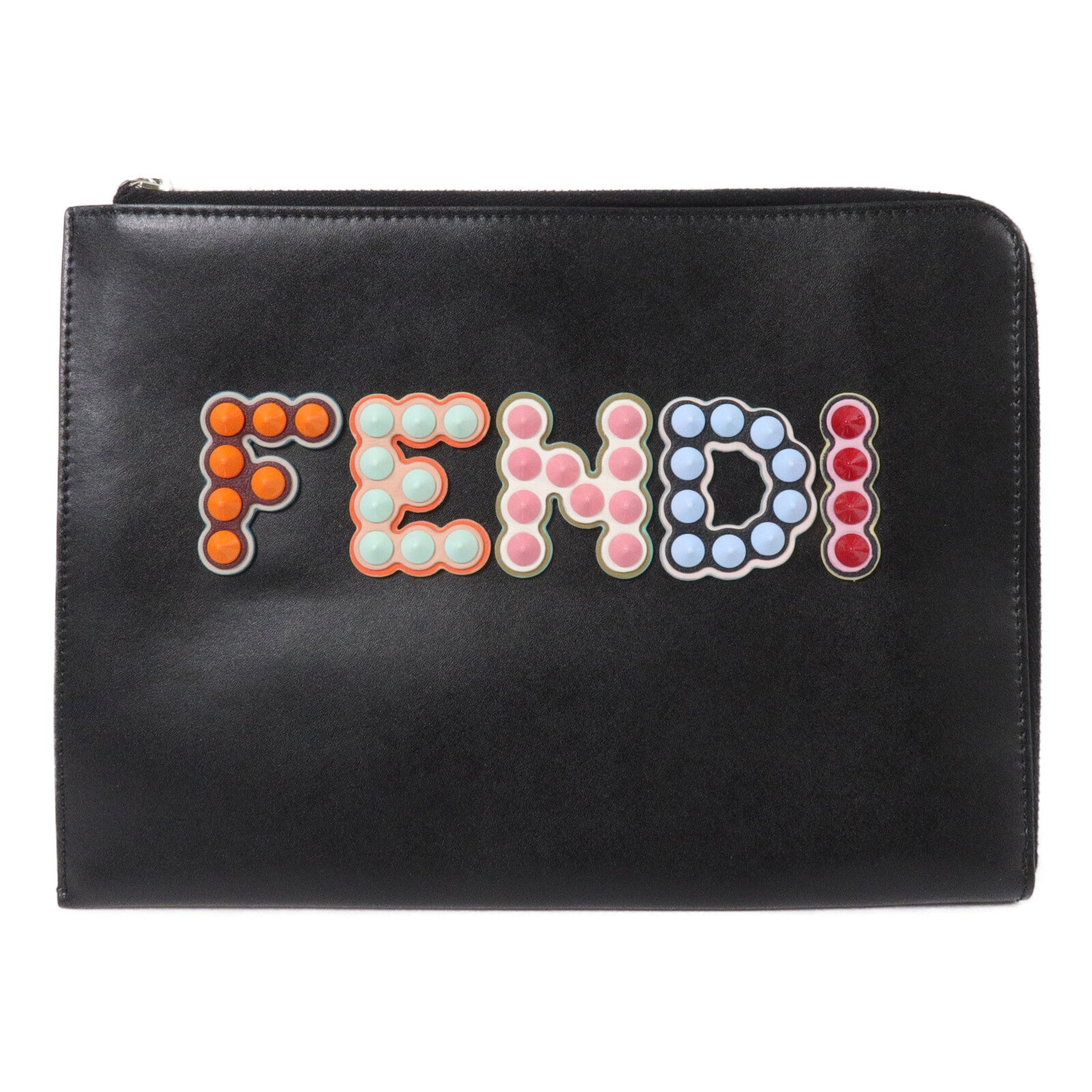 FENDI 牛皮皮革Studded Zip Clutch Bag手提包