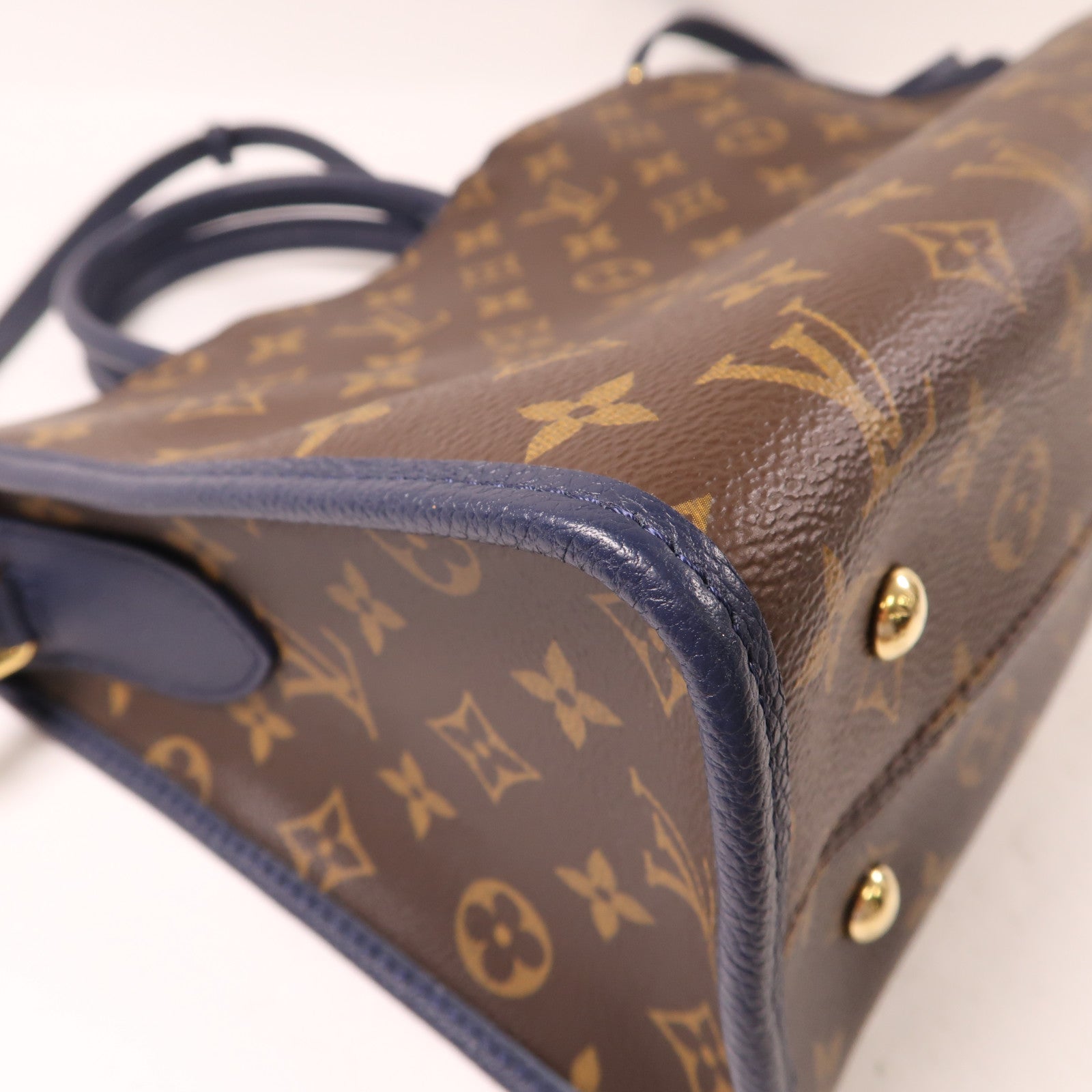 LOUIS VUITTON Monogram Popincourt PM金扣手挽肩背兩用袋啡色/深藍色