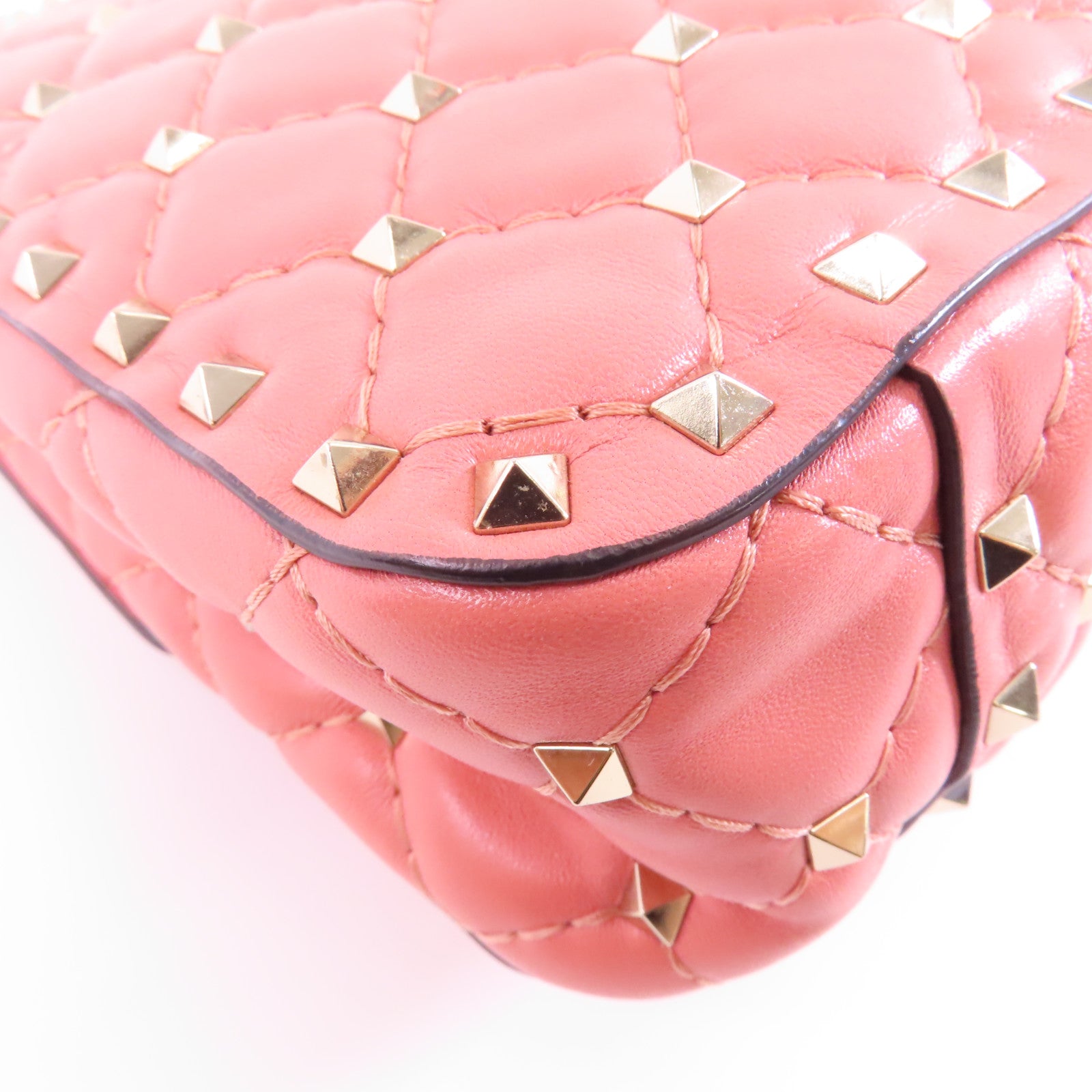 Valentino 【激減優惠】牛皮皮革Chain Shoulder金扣鏈帶手挽肩背兩用袋粉紅色