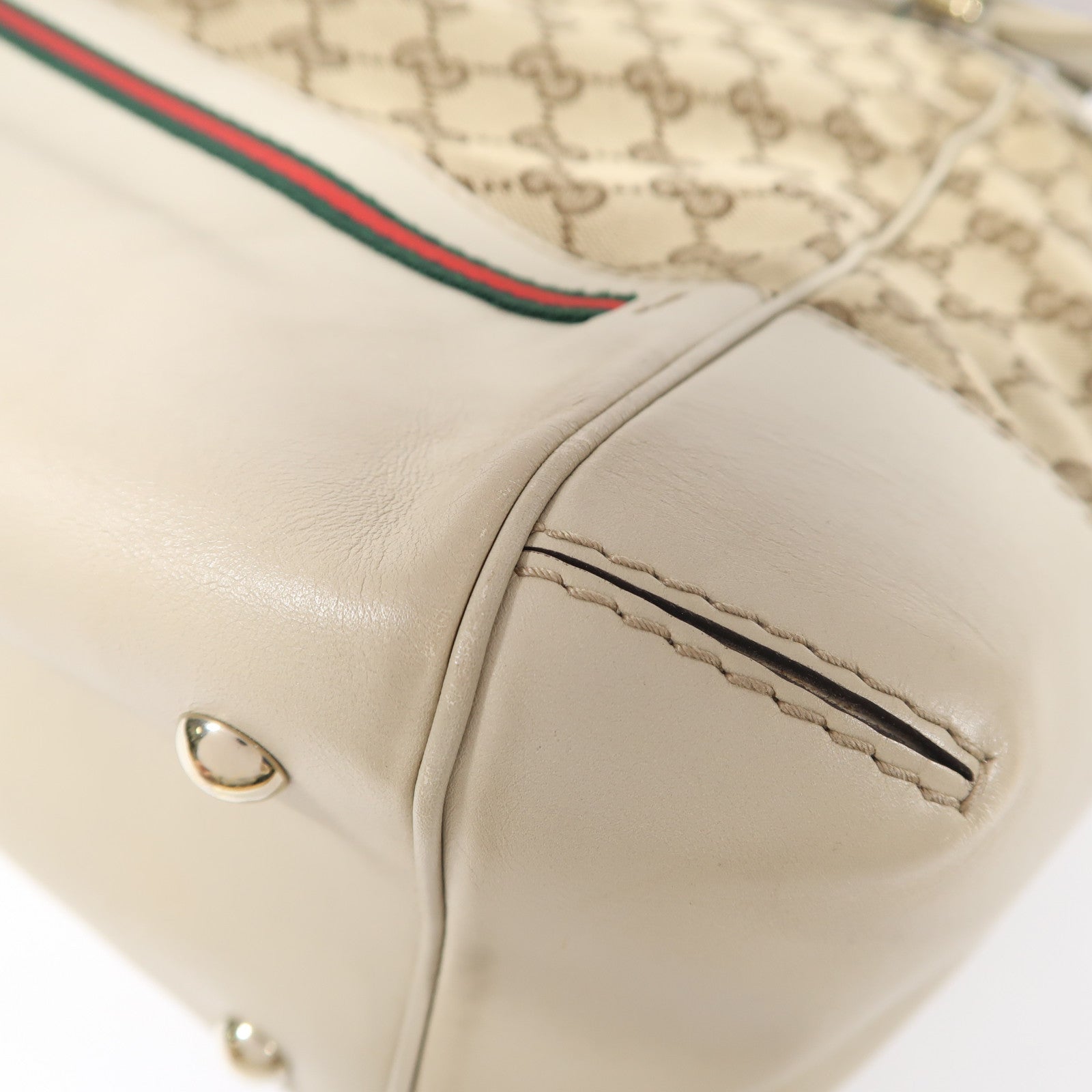 GUCCI 帆布/皮革Mayfair Tote Bag金扣手挽肩背兩用袋米色/啡色